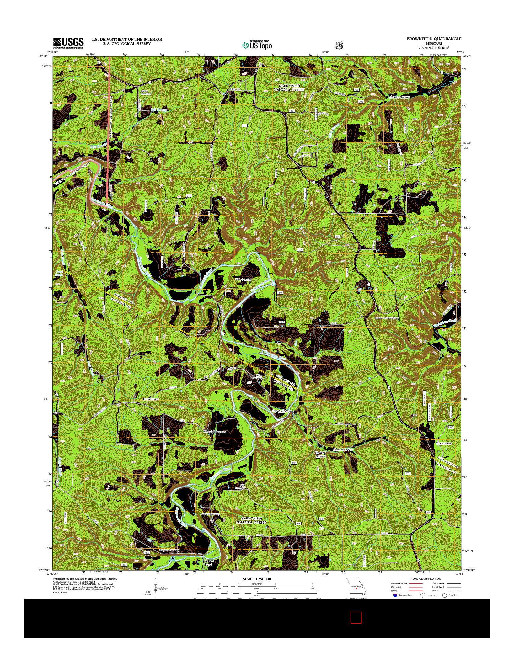 USGS US TOPO 7.5-MINUTE MAP FOR BROWNFIELD, MO 2012