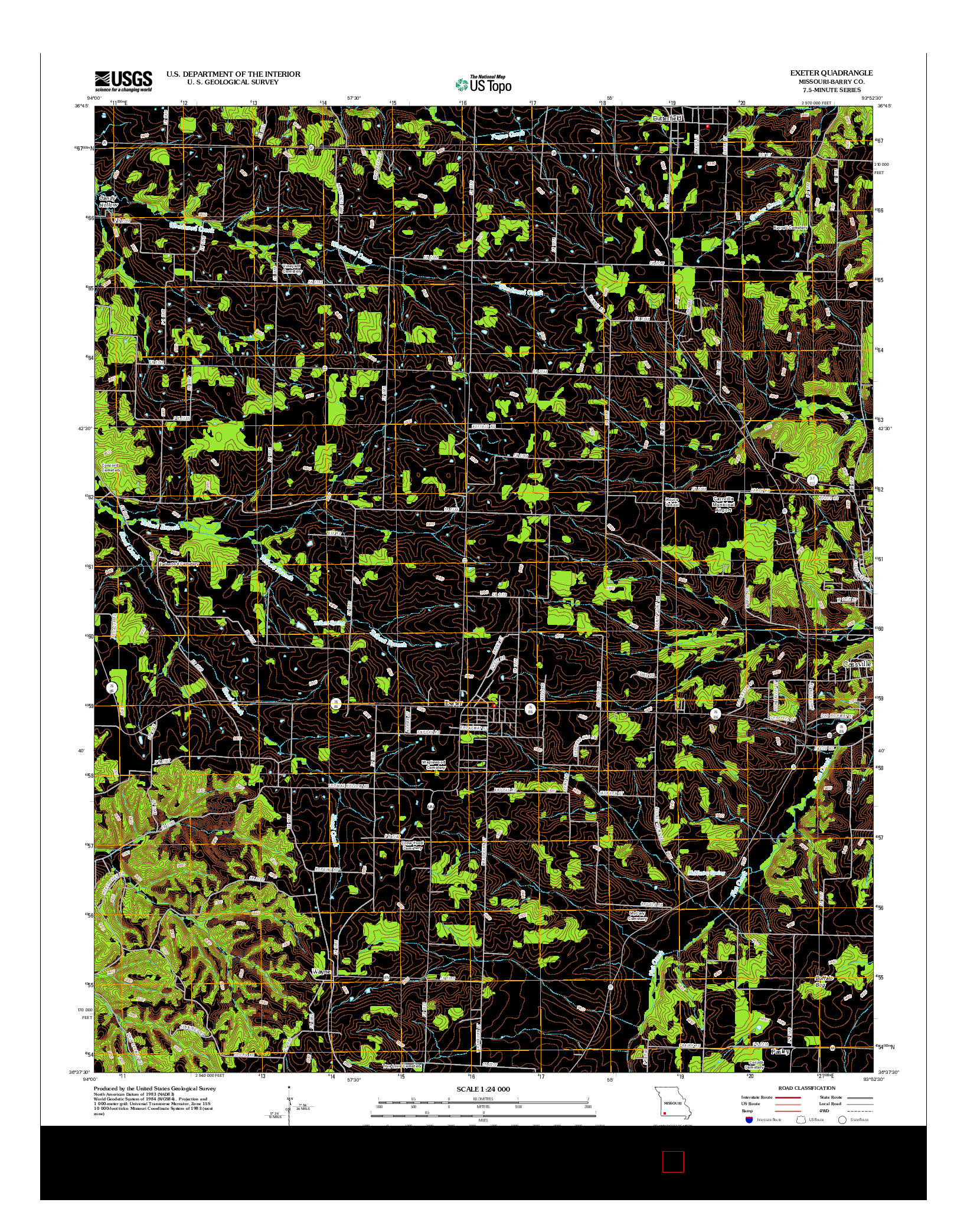 USGS US TOPO 7.5-MINUTE MAP FOR EXETER, MO 2012