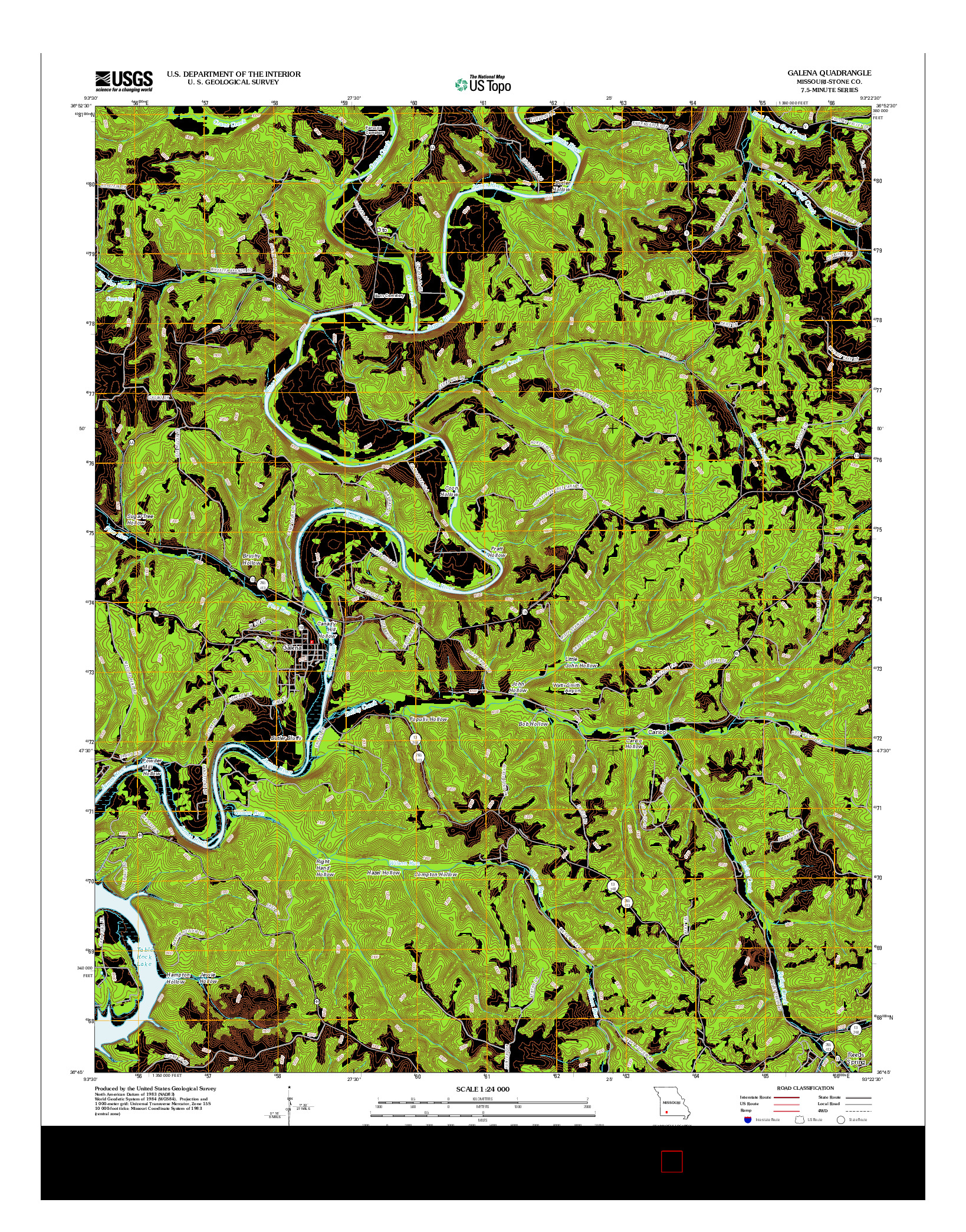 USGS US TOPO 7.5-MINUTE MAP FOR GALENA, MO 2012