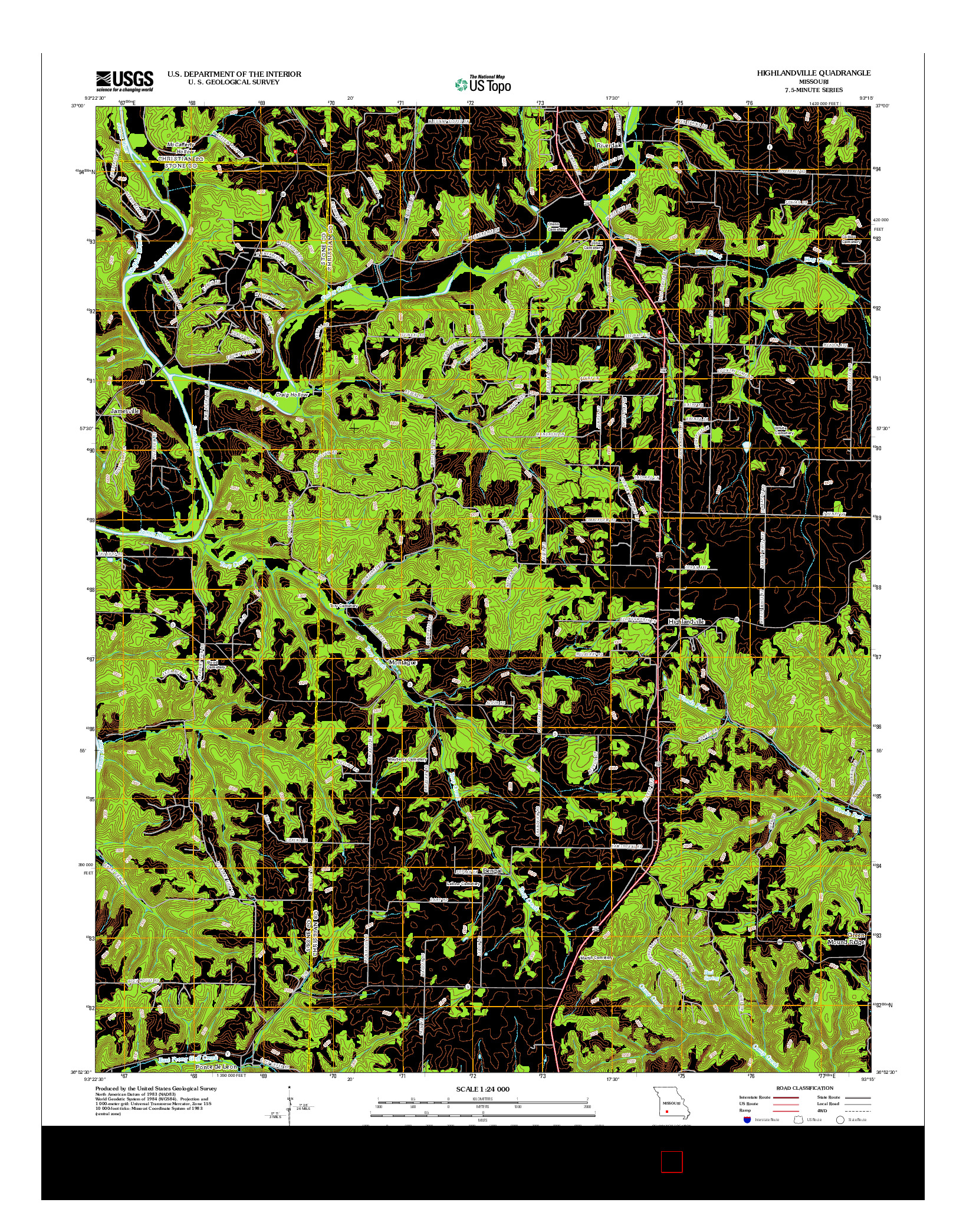 USGS US TOPO 7.5-MINUTE MAP FOR HIGHLANDVILLE, MO 2012