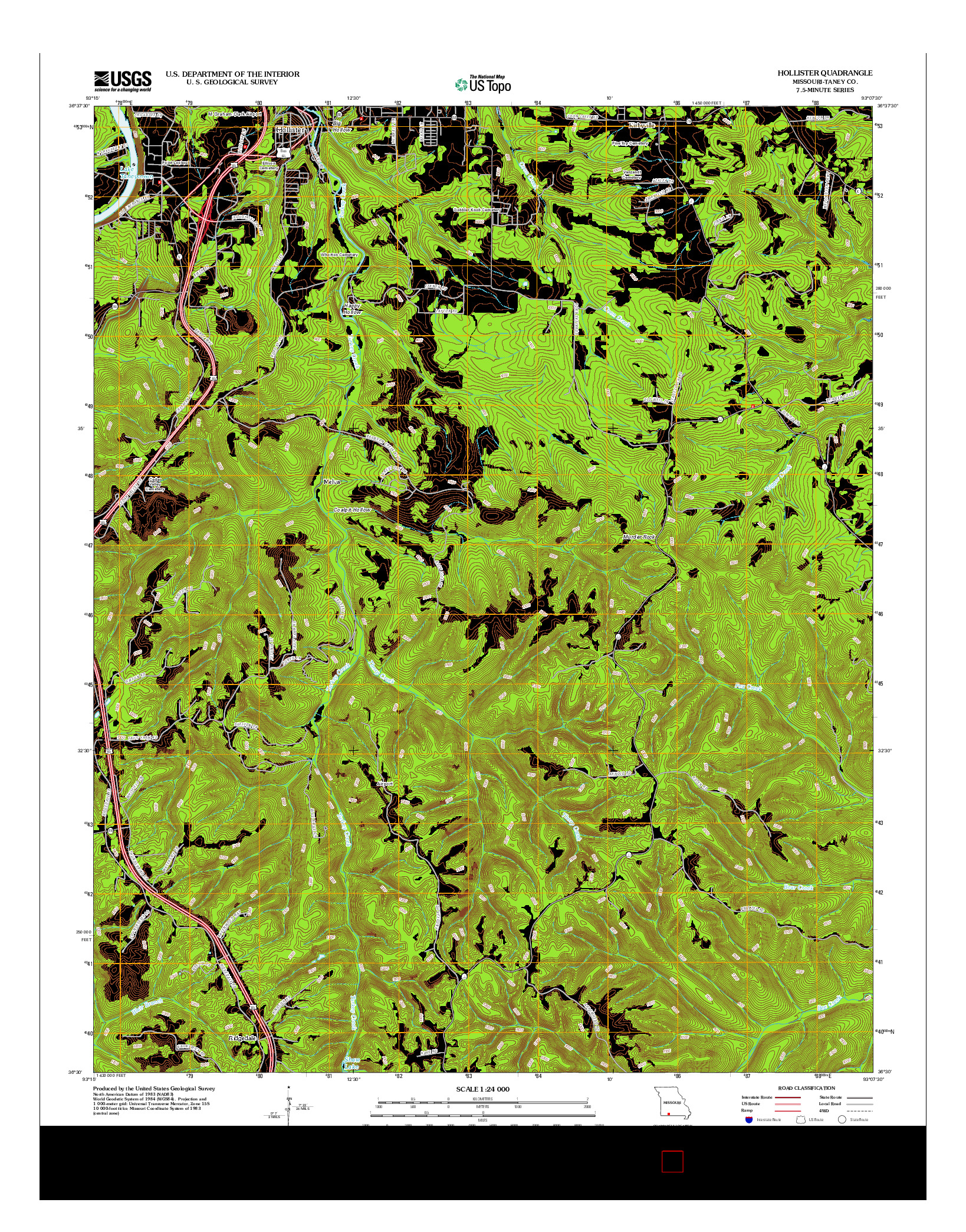 USGS US TOPO 7.5-MINUTE MAP FOR HOLLISTER, MO 2012