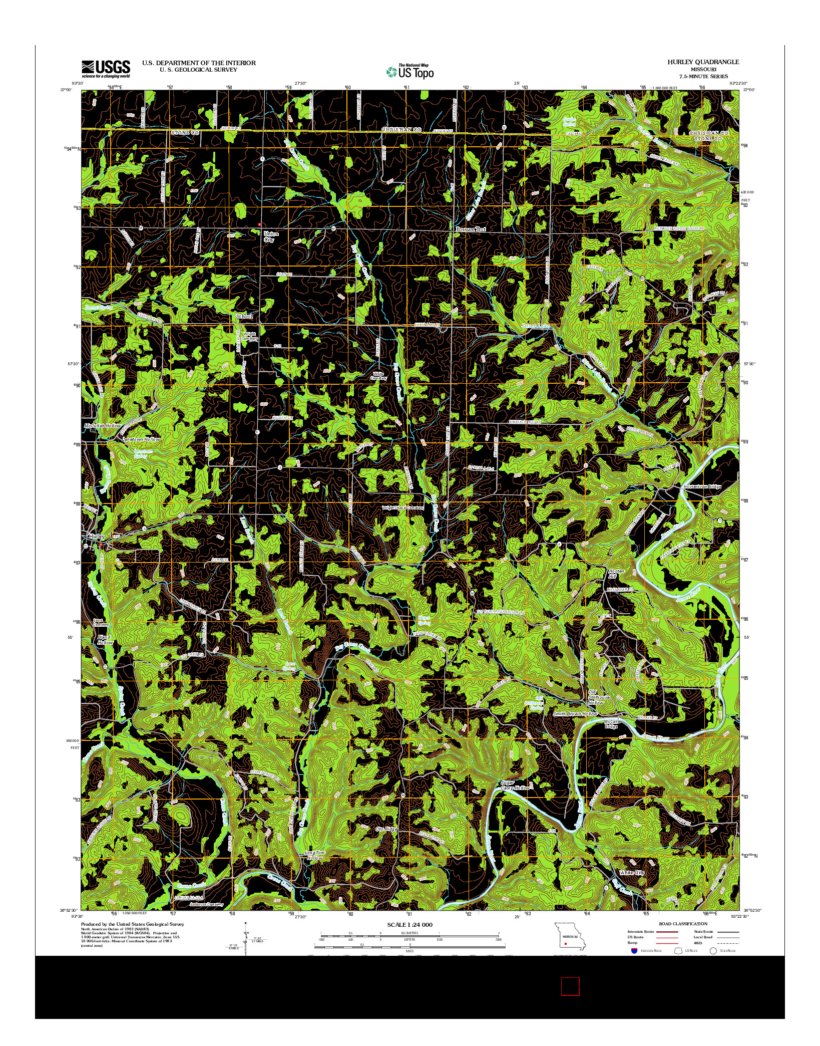 USGS US TOPO 7.5-MINUTE MAP FOR HURLEY, MO 2012