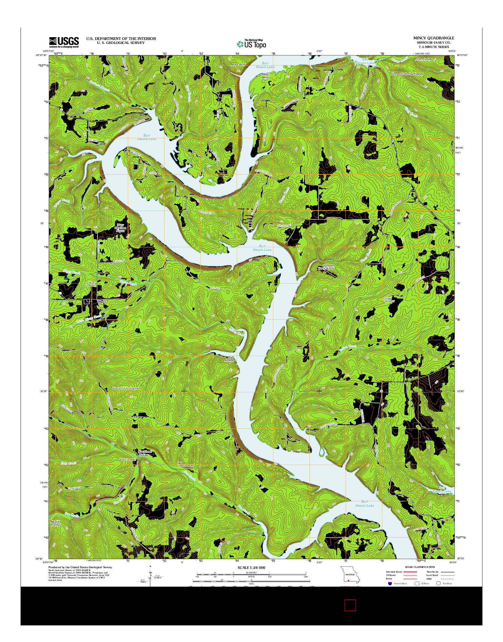 USGS US TOPO 7.5-MINUTE MAP FOR MINCY, MO 2012