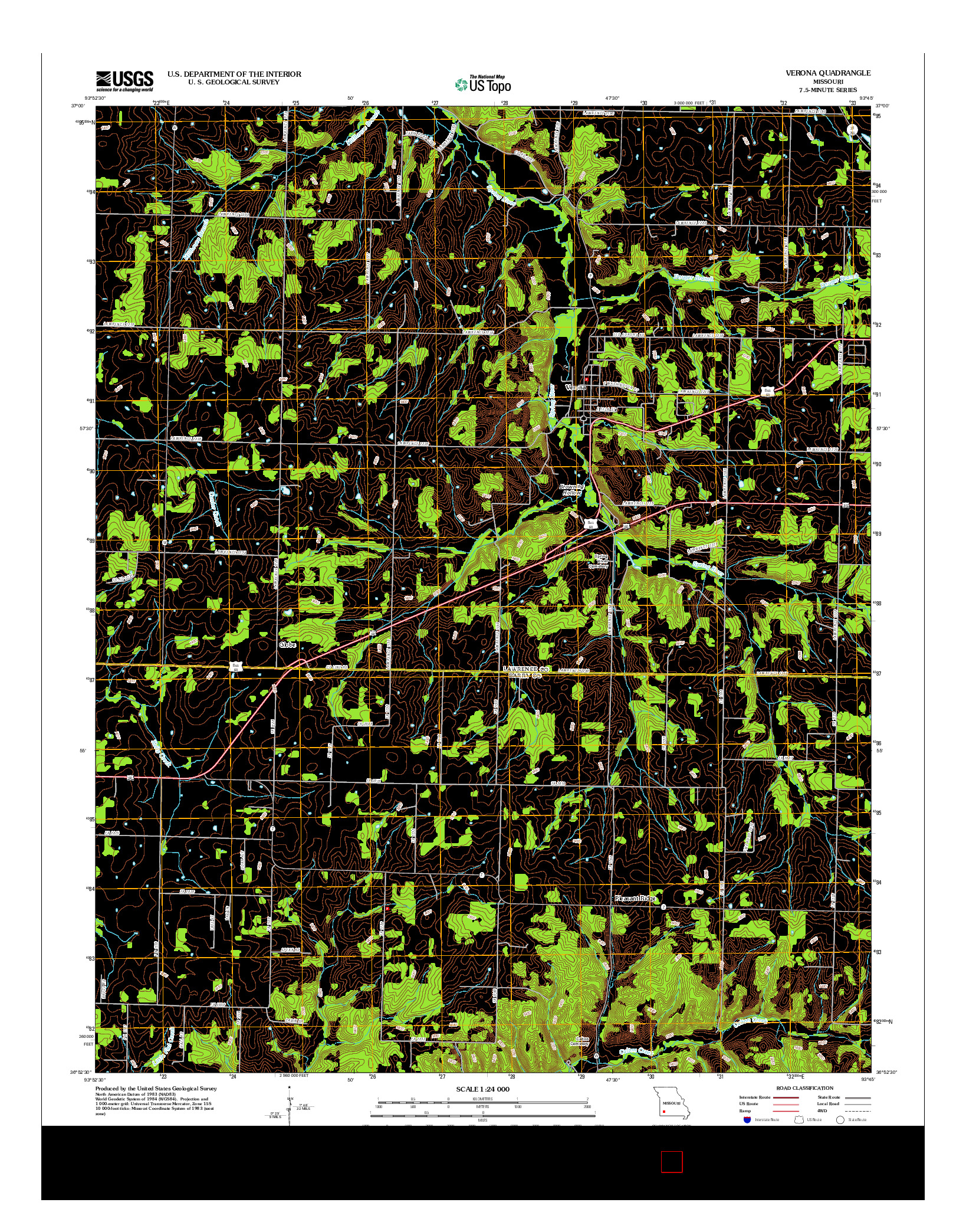 USGS US TOPO 7.5-MINUTE MAP FOR VERONA, MO 2012