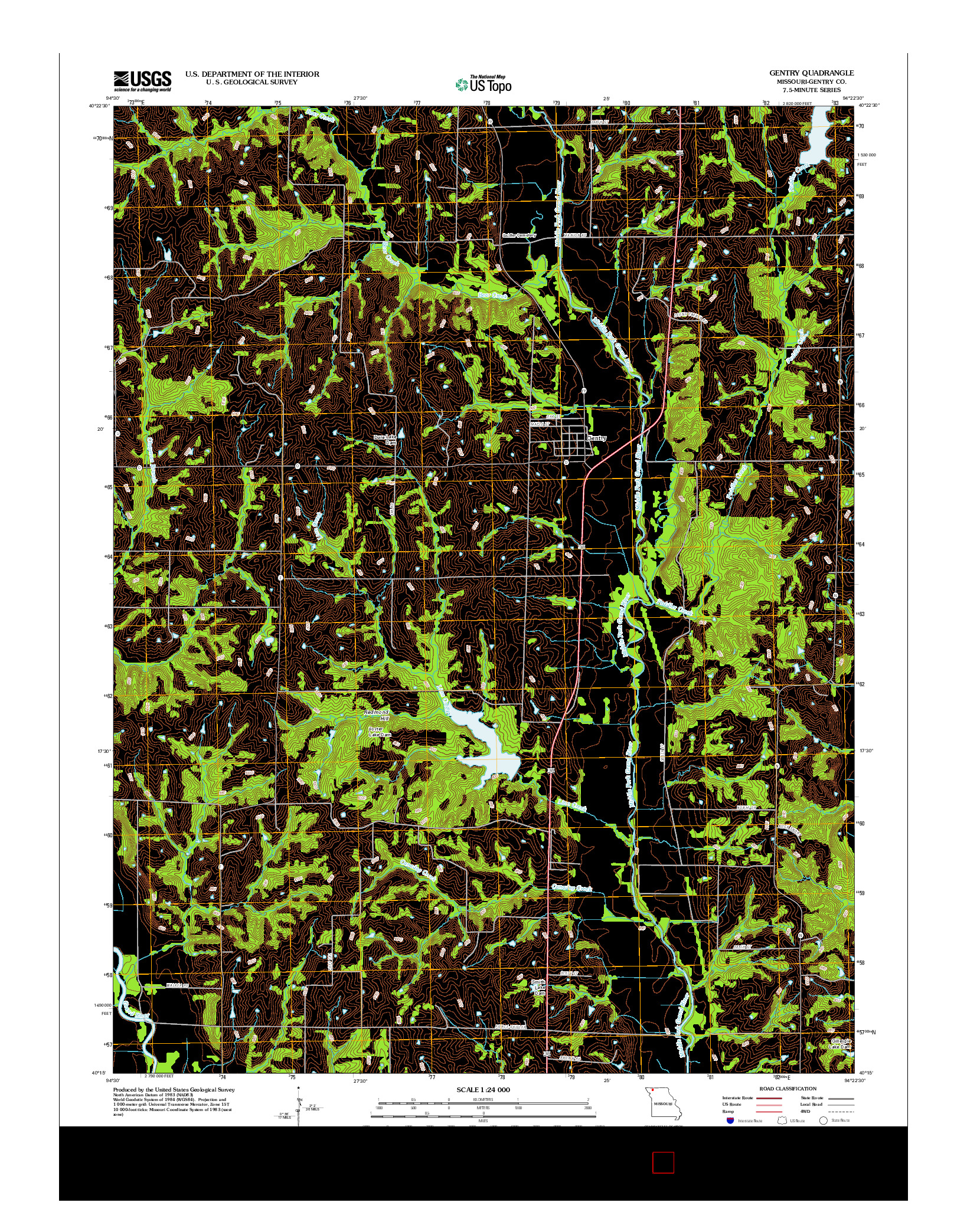 USGS US TOPO 7.5-MINUTE MAP FOR GENTRY, MO 2012