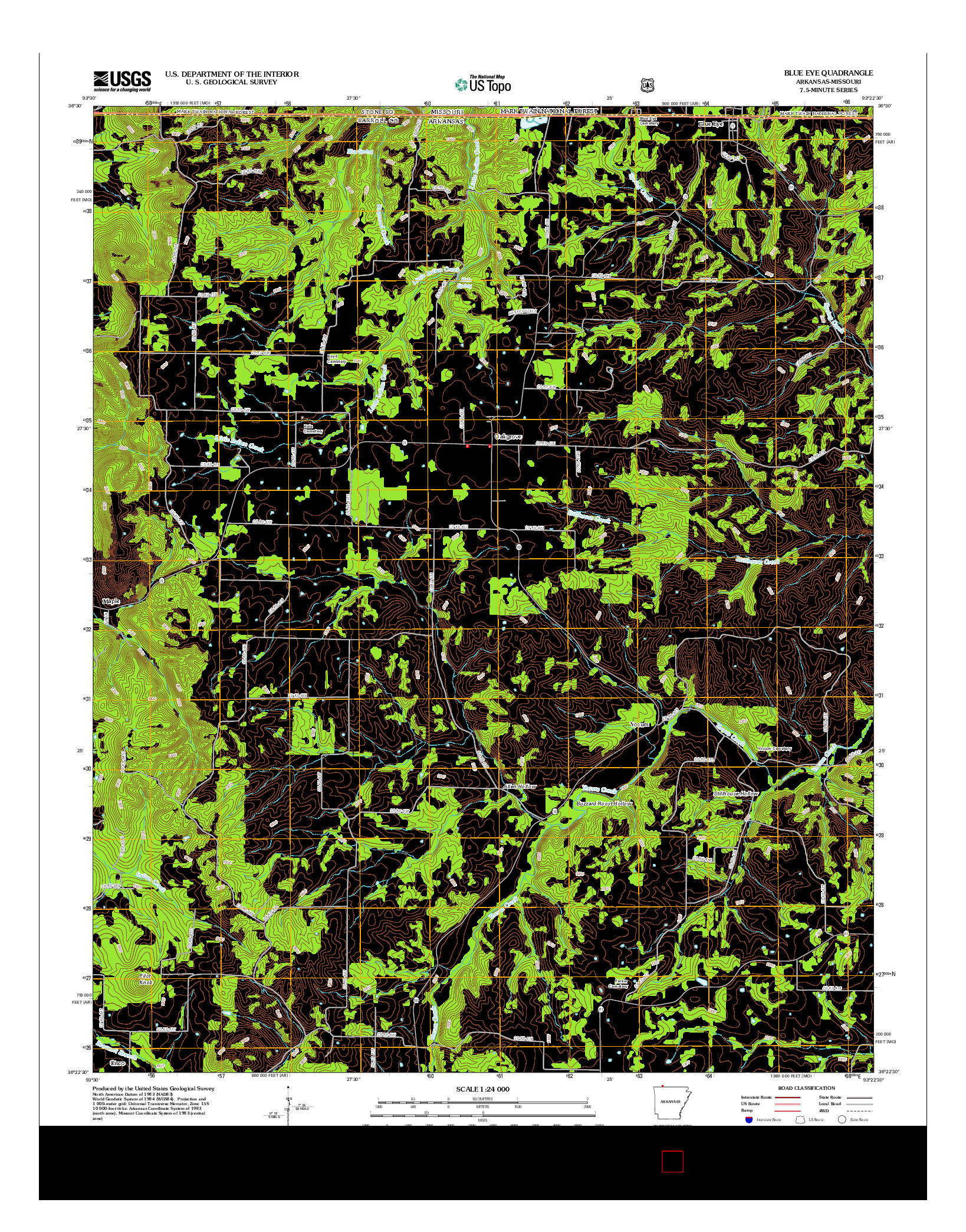 USGS US TOPO 7.5-MINUTE MAP FOR BLUE EYE, AR-MO 2012