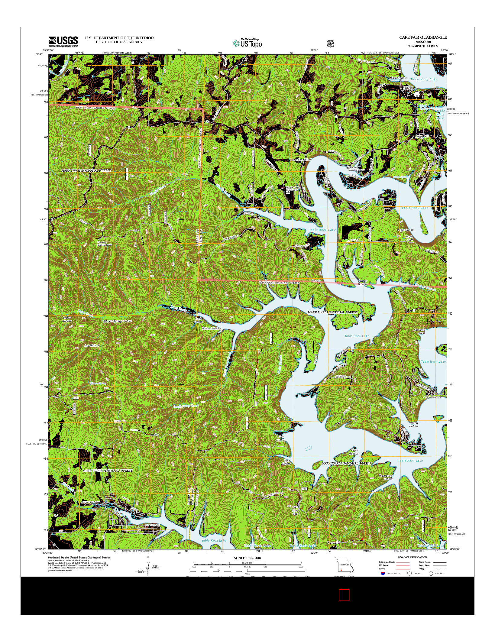 USGS US TOPO 7.5-MINUTE MAP FOR CAPE FAIR, MO 2012