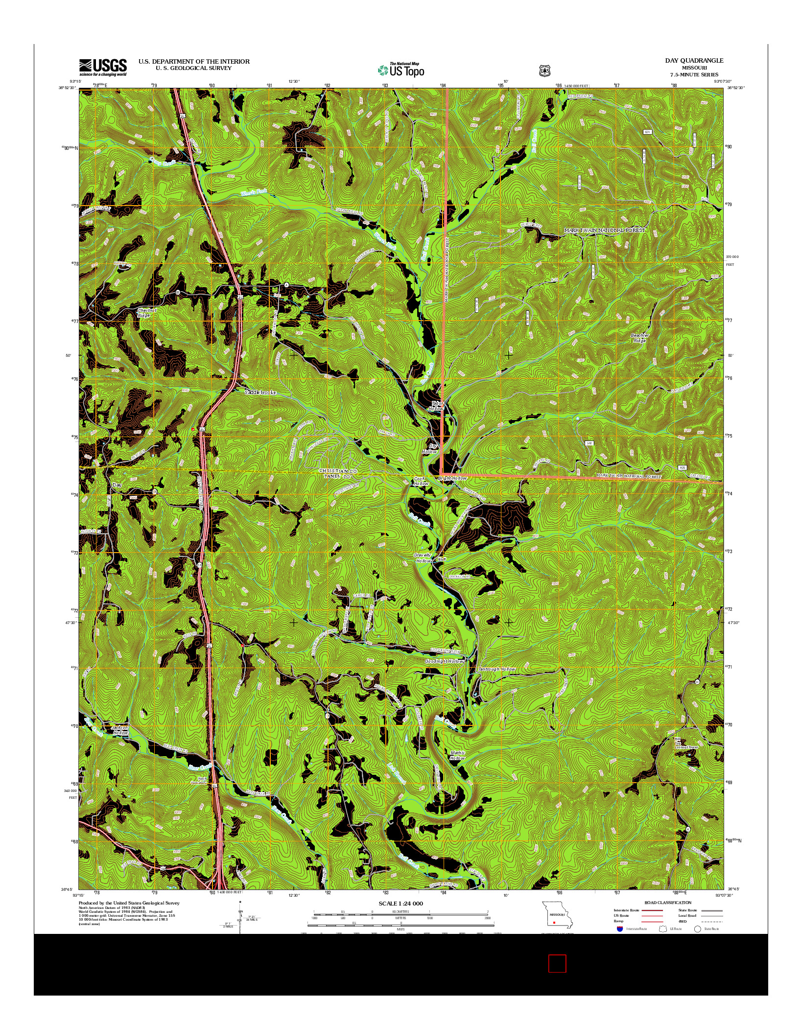 USGS US TOPO 7.5-MINUTE MAP FOR DAY, MO 2012