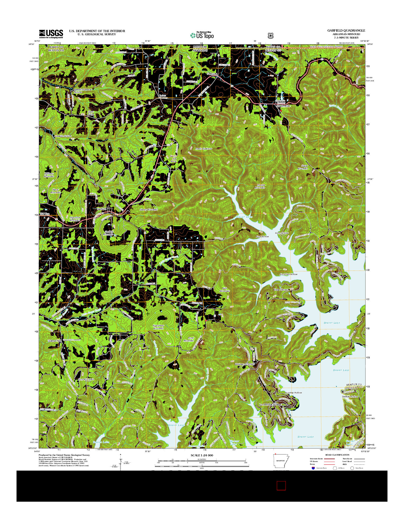 USGS US TOPO 7.5-MINUTE MAP FOR GARFIELD, AR-MO 2012