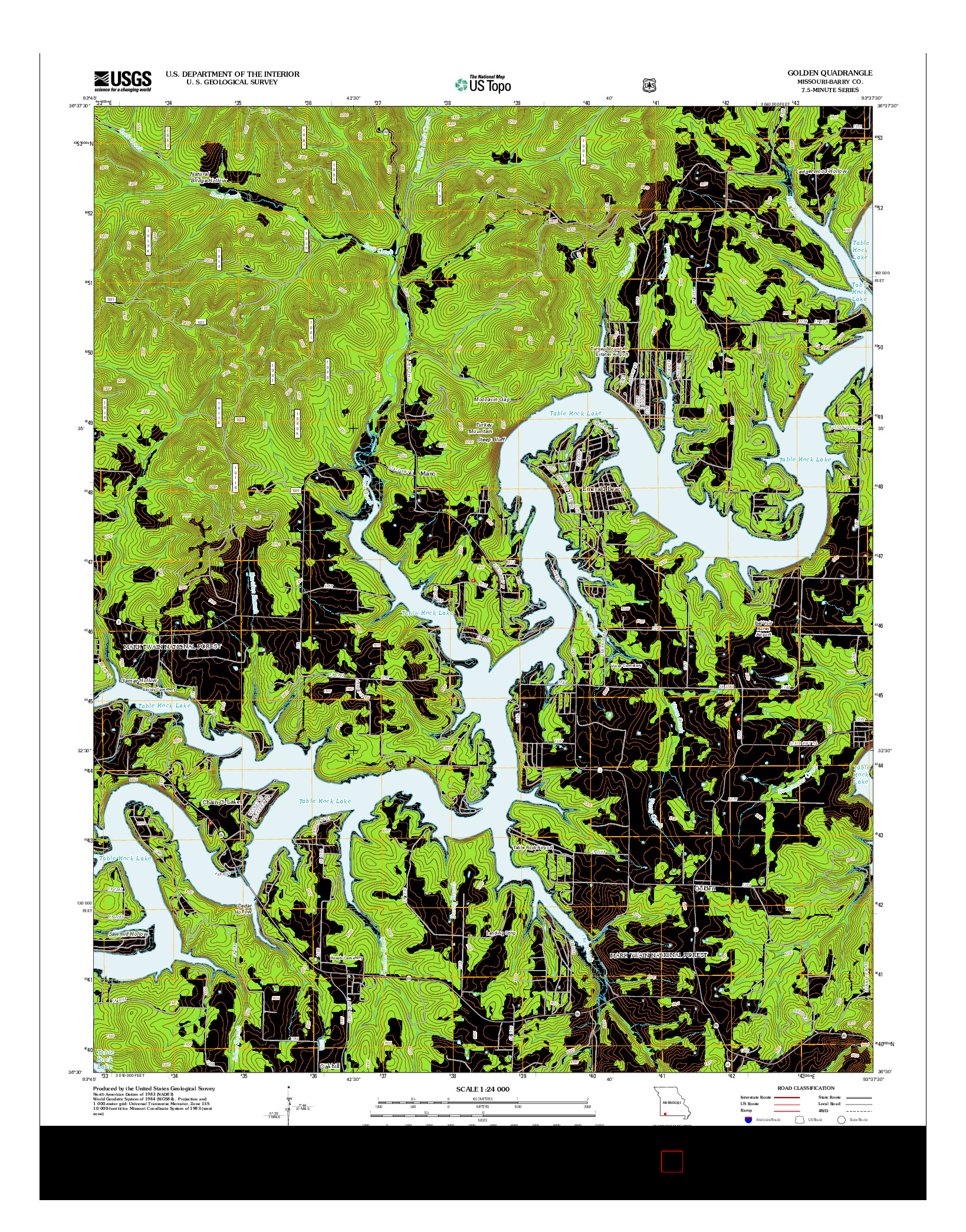 USGS US TOPO 7.5-MINUTE MAP FOR GOLDEN, MO 2012