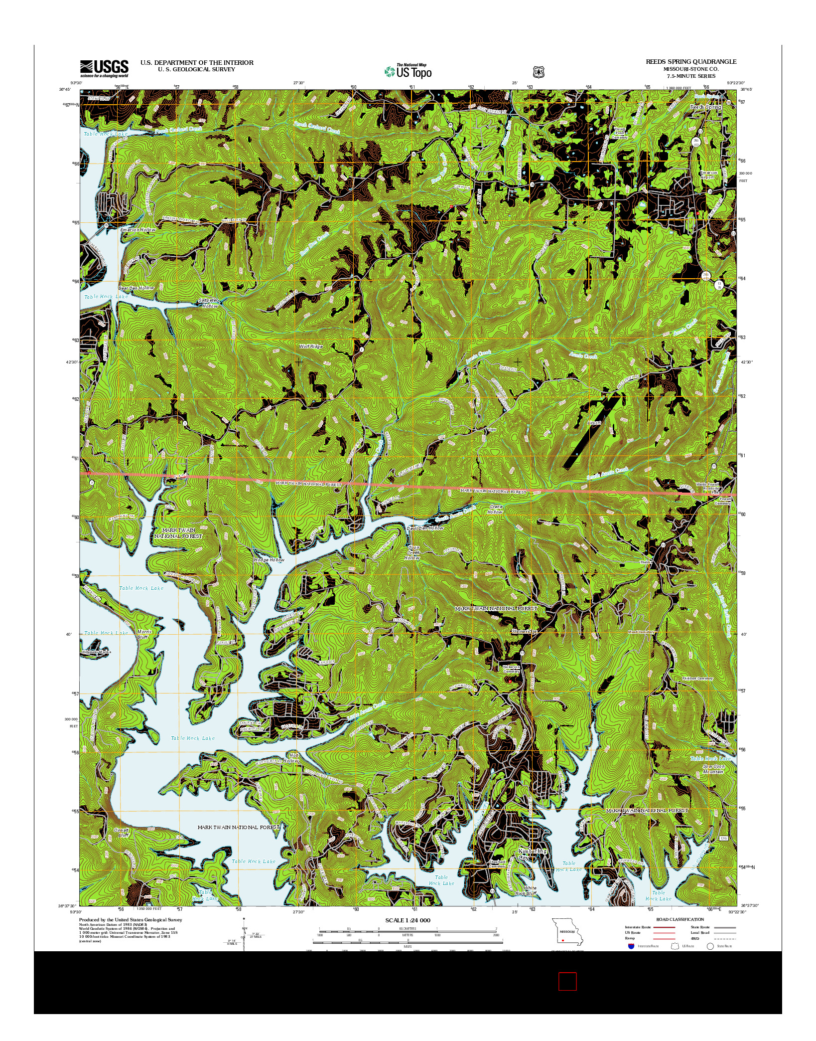 USGS US TOPO 7.5-MINUTE MAP FOR REEDS SPRING, MO 2012