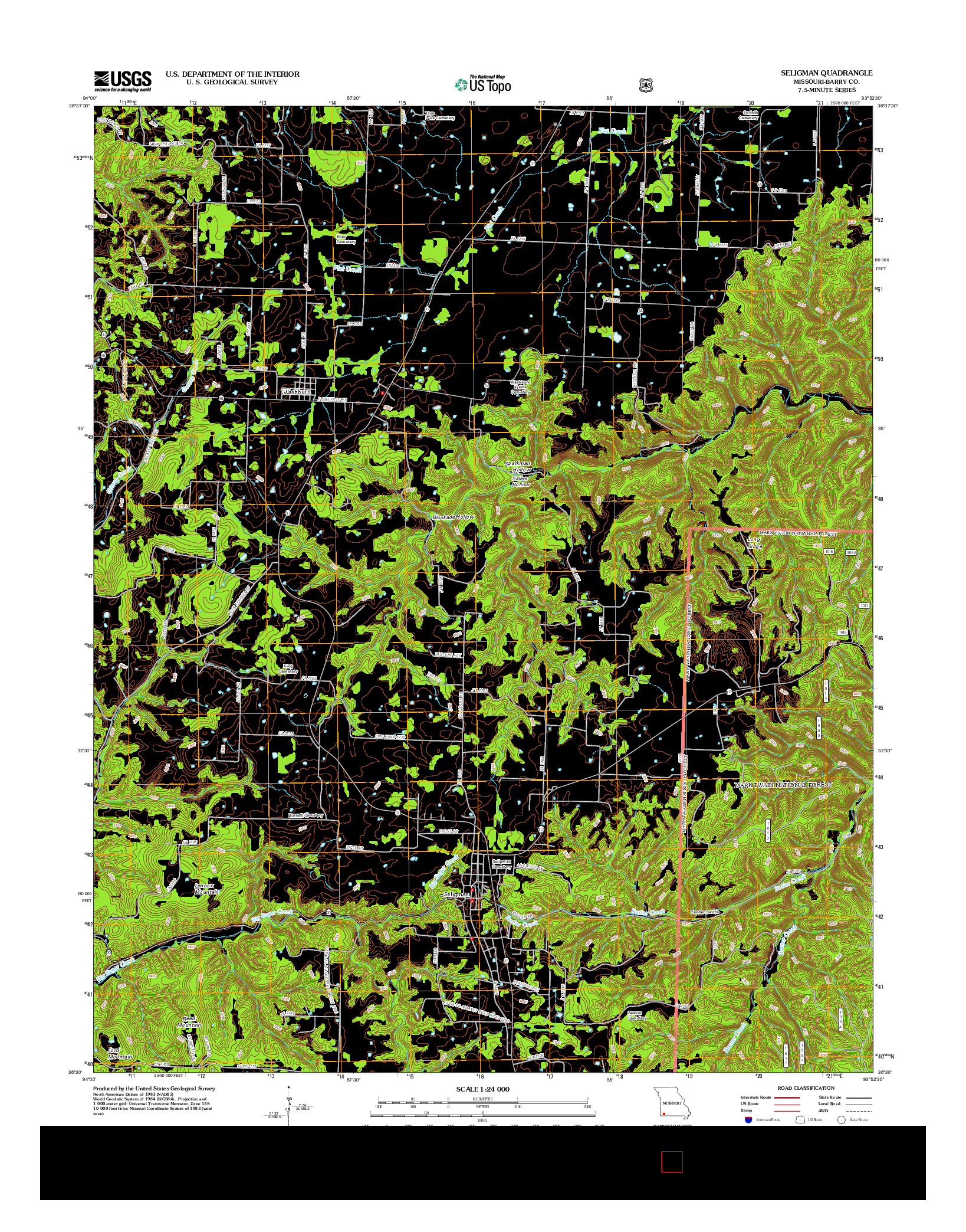 USGS US TOPO 7.5-MINUTE MAP FOR SELIGMAN, MO 2012