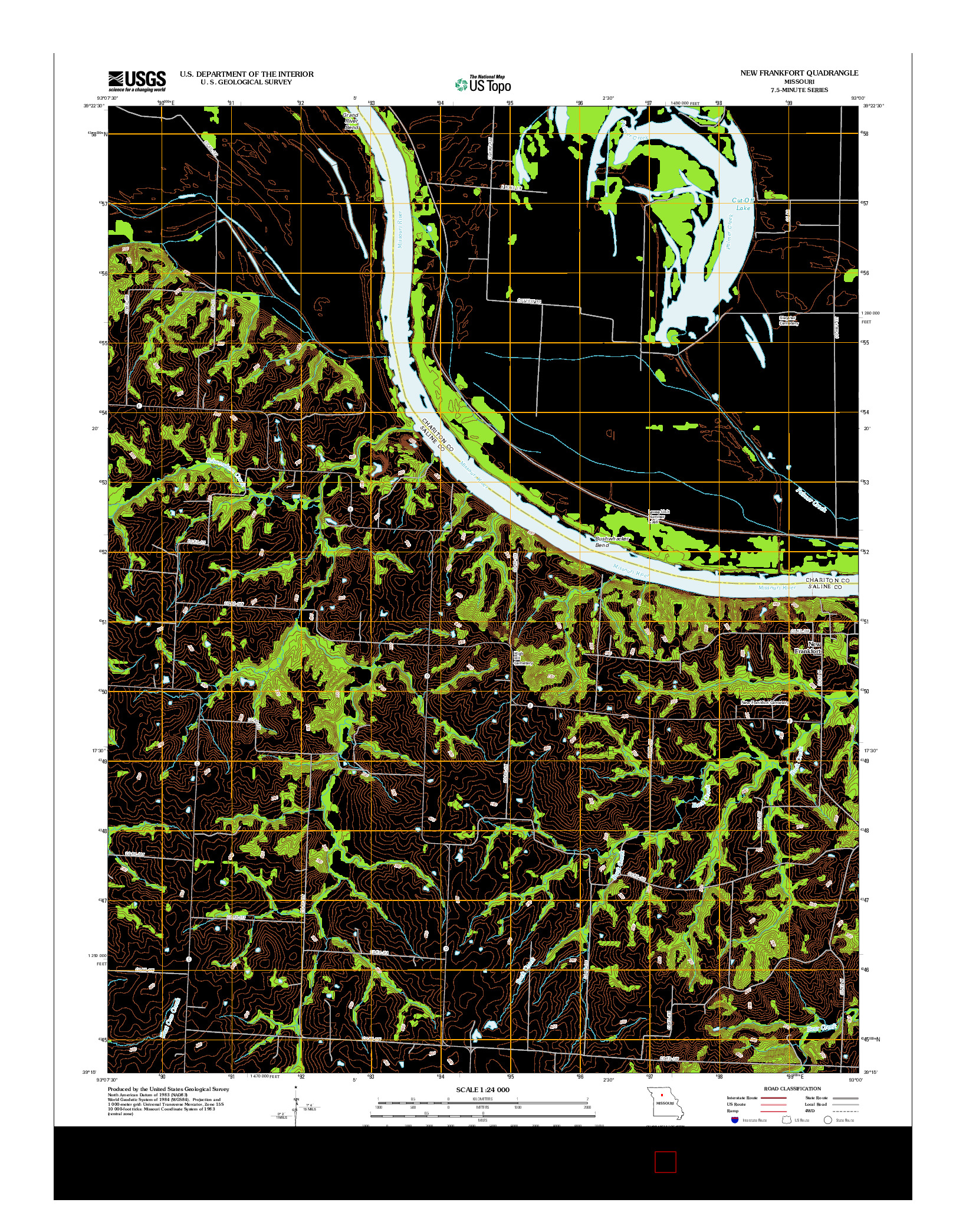 USGS US TOPO 7.5-MINUTE MAP FOR NEW FRANKFORT, MO 2012