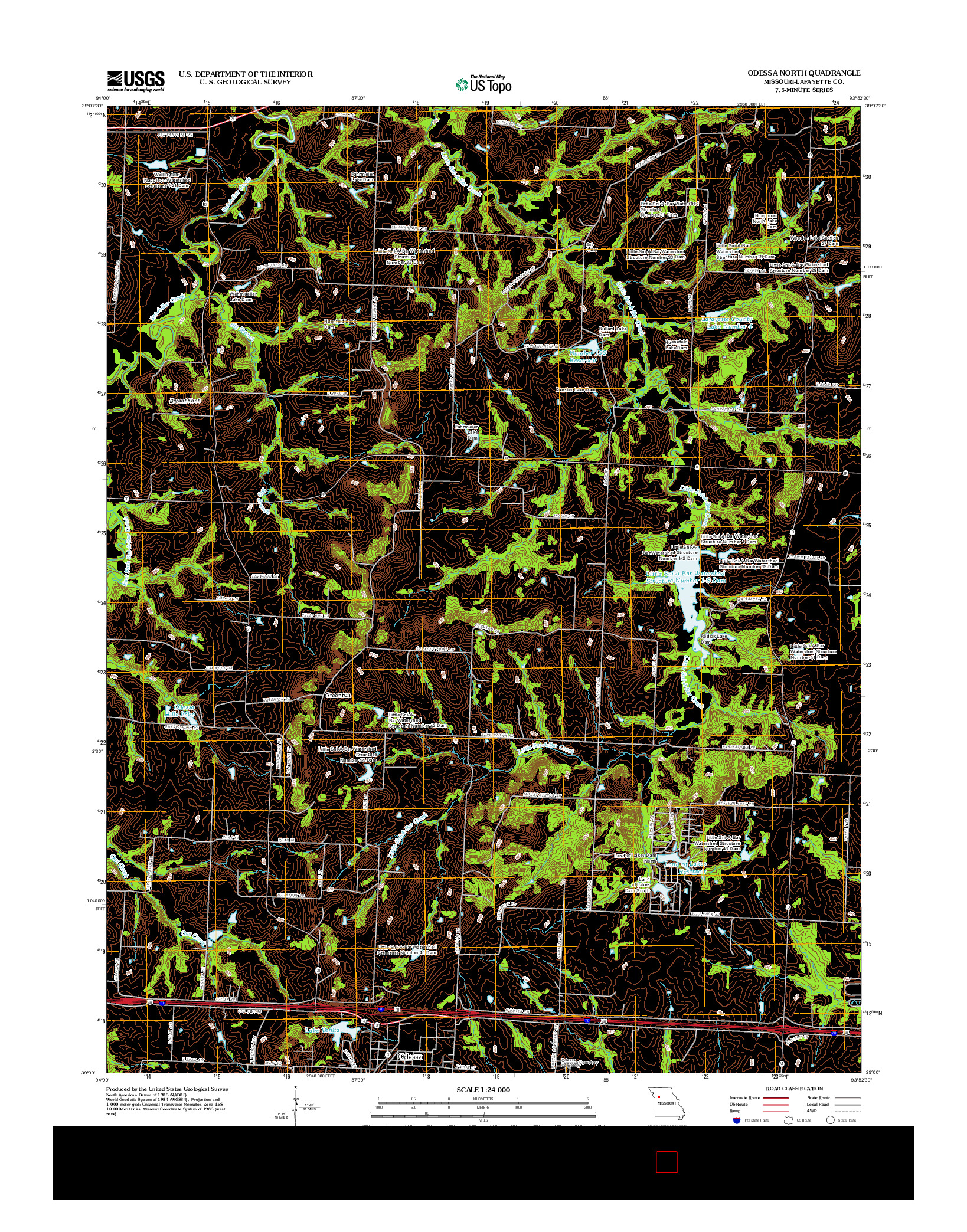 USGS US TOPO 7.5-MINUTE MAP FOR ODESSA NORTH, MO 2012