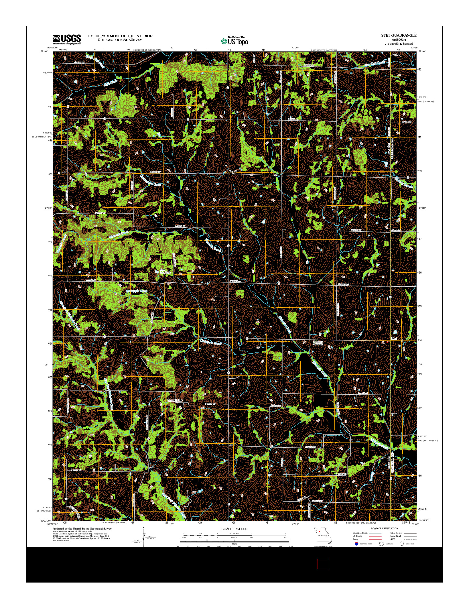 USGS US TOPO 7.5-MINUTE MAP FOR STET, MO 2012