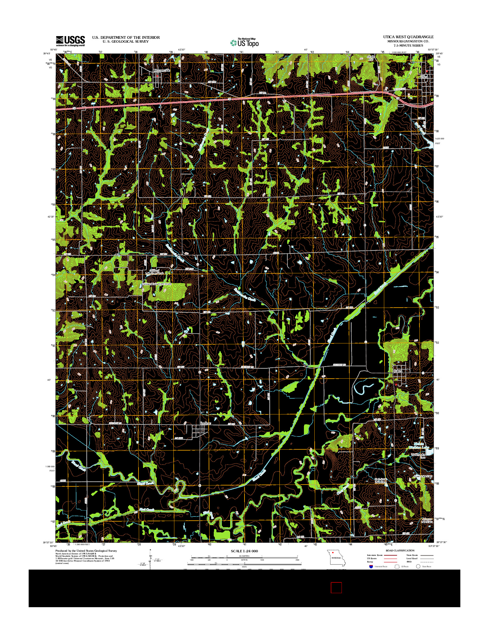 USGS US TOPO 7.5-MINUTE MAP FOR UTICA WEST, MO 2012