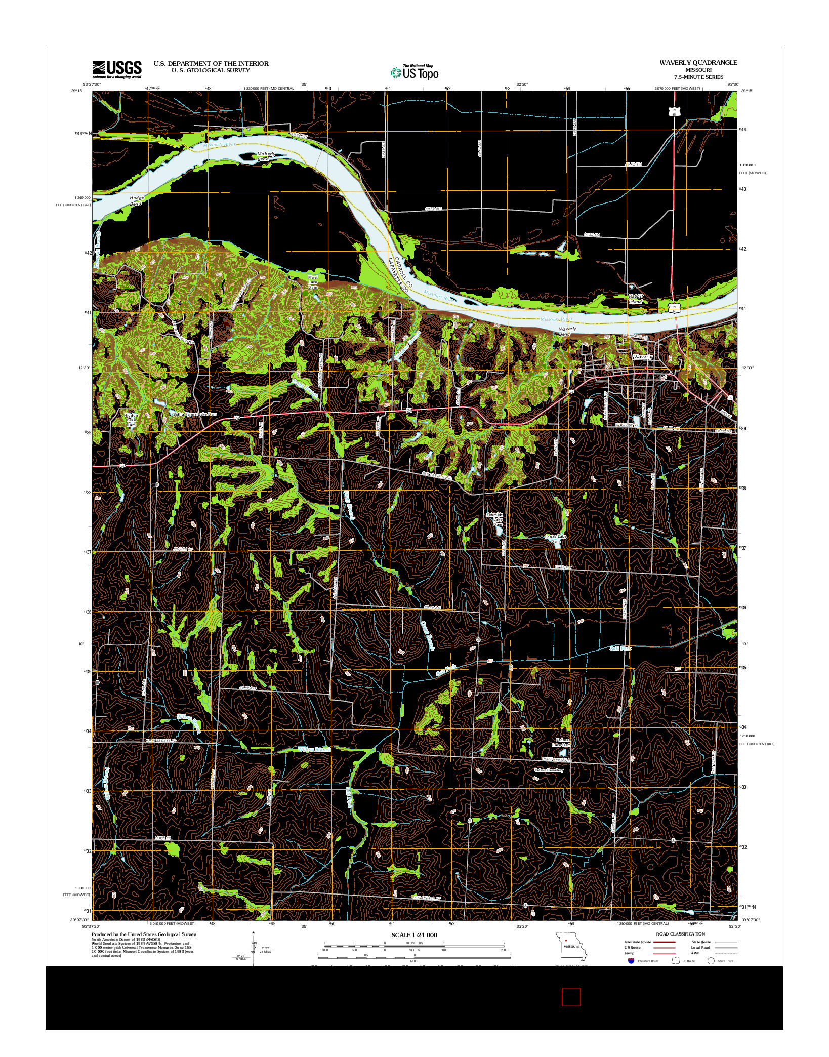 USGS US TOPO 7.5-MINUTE MAP FOR WAVERLY, MO 2012