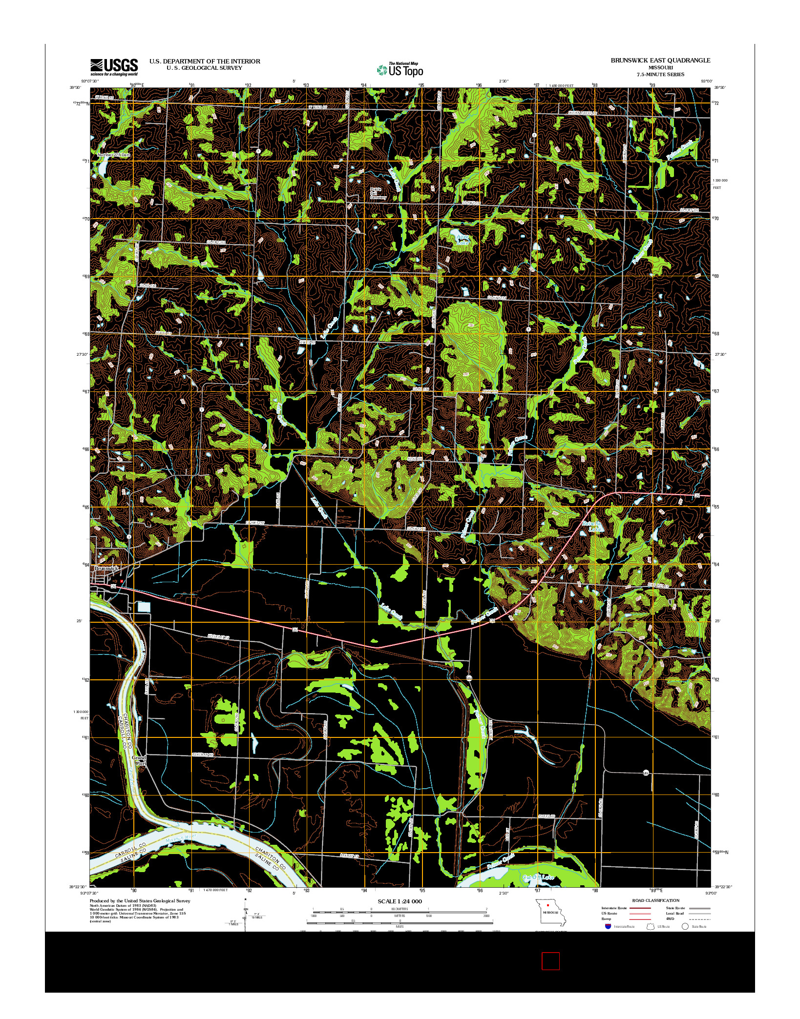 USGS US TOPO 7.5-MINUTE MAP FOR BRUNSWICK EAST, MO 2012