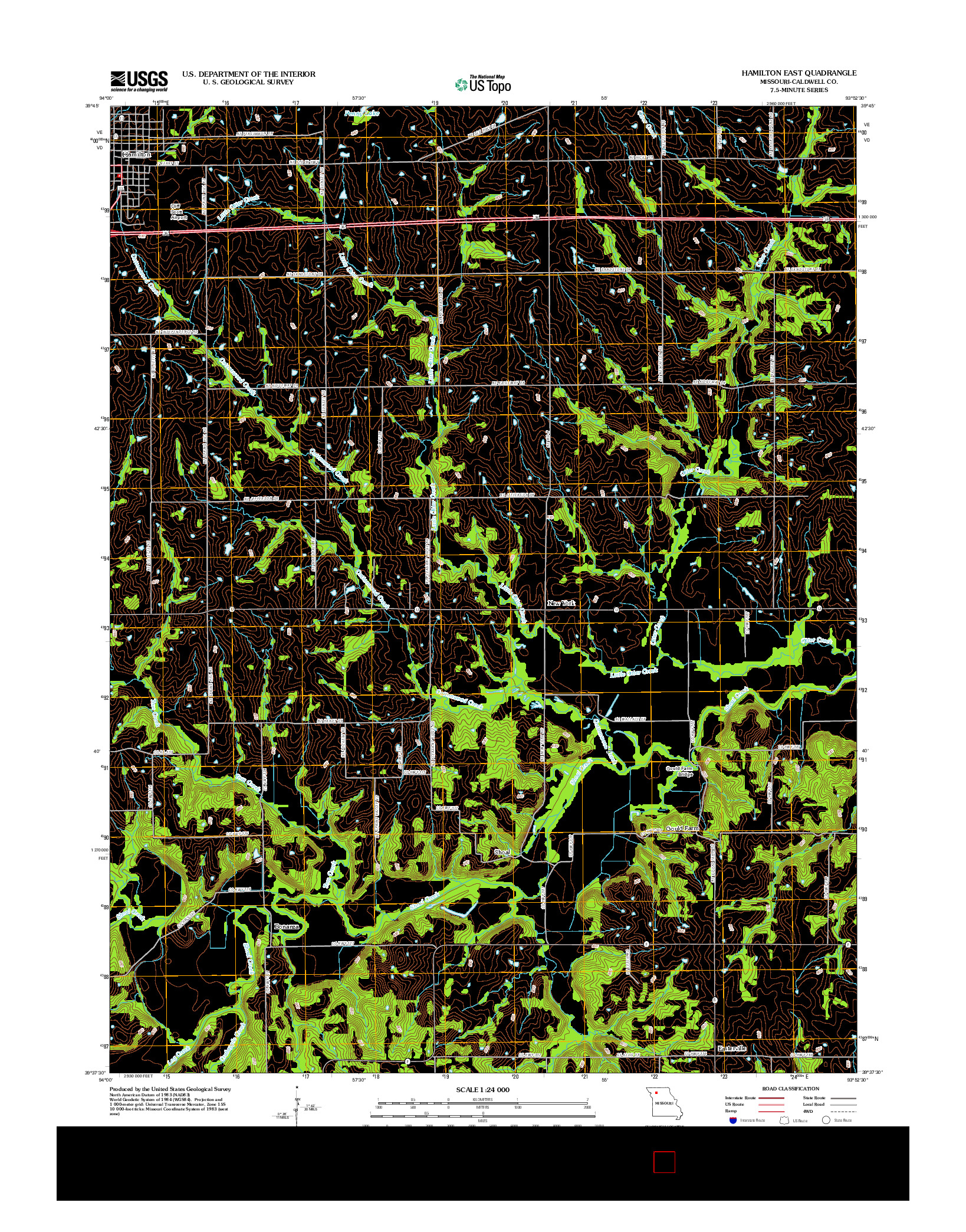 USGS US TOPO 7.5-MINUTE MAP FOR HAMILTON EAST, MO 2012