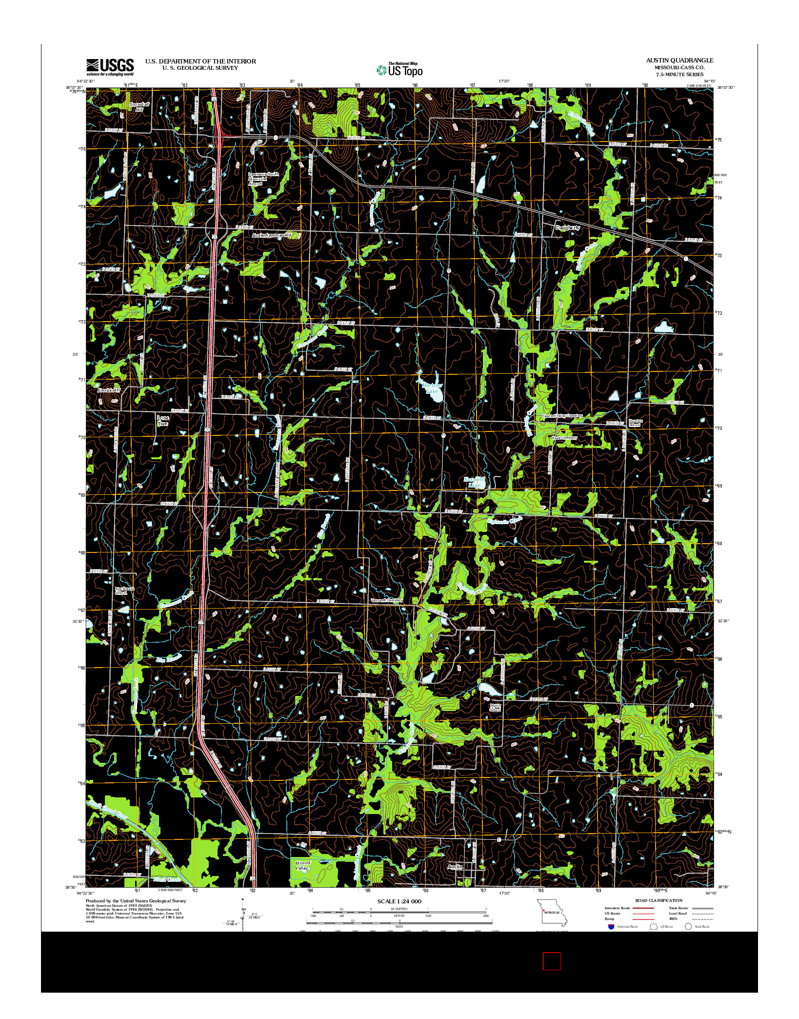 USGS US TOPO 7.5-MINUTE MAP FOR AUSTIN, MO 2012