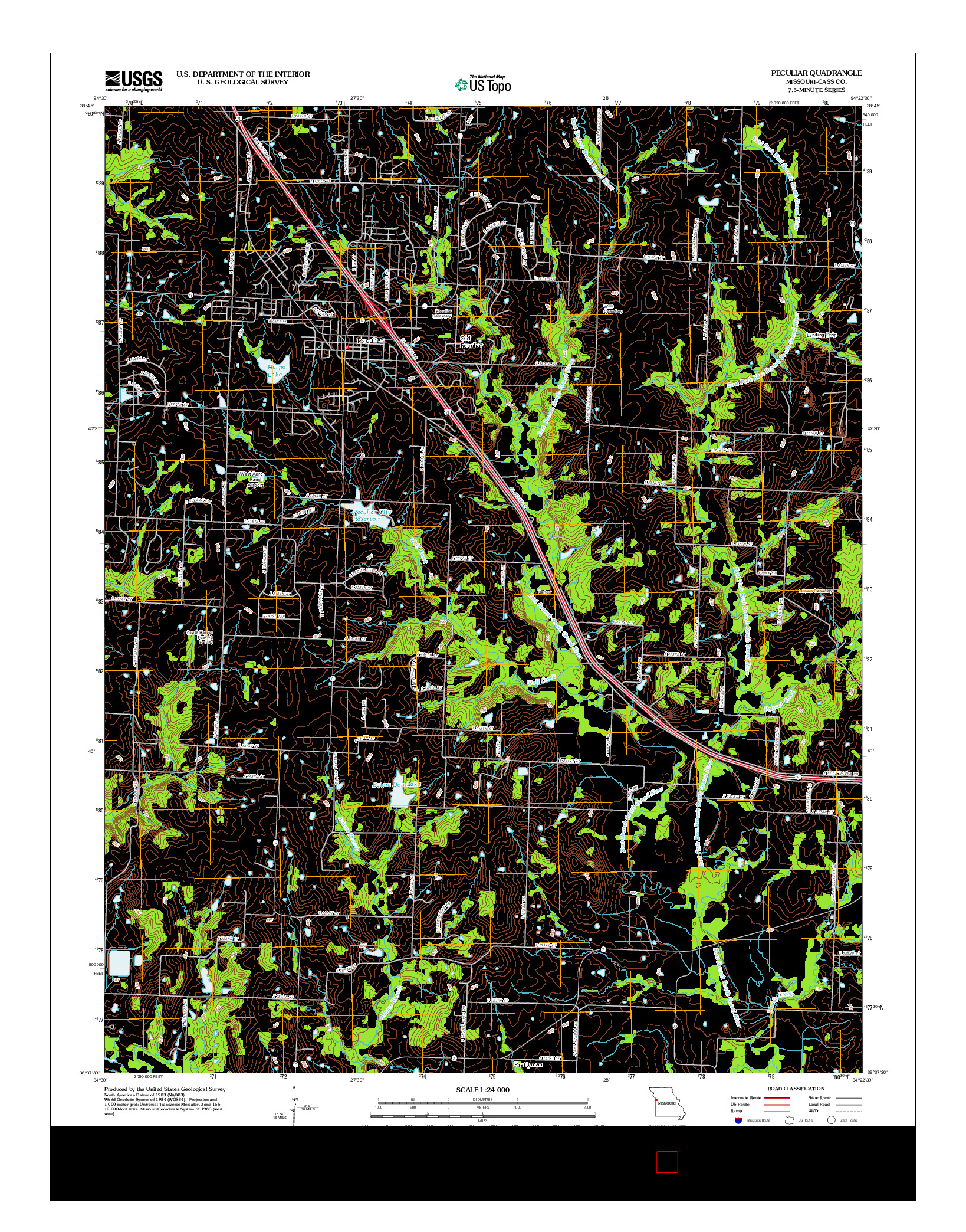 USGS US TOPO 7.5-MINUTE MAP FOR PECULIAR, MO 2012