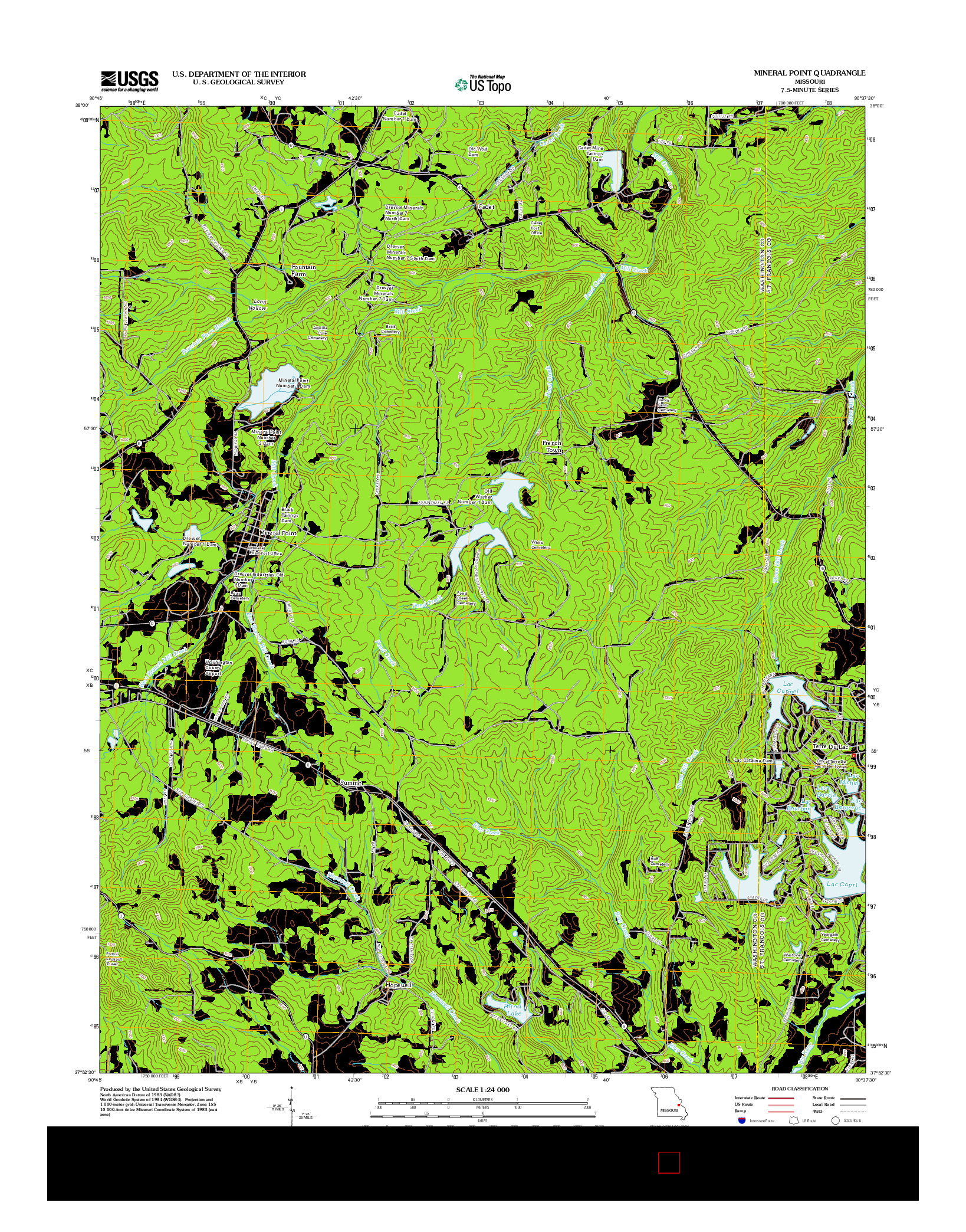 USGS US TOPO 7.5-MINUTE MAP FOR MINERAL POINT, MO 2012