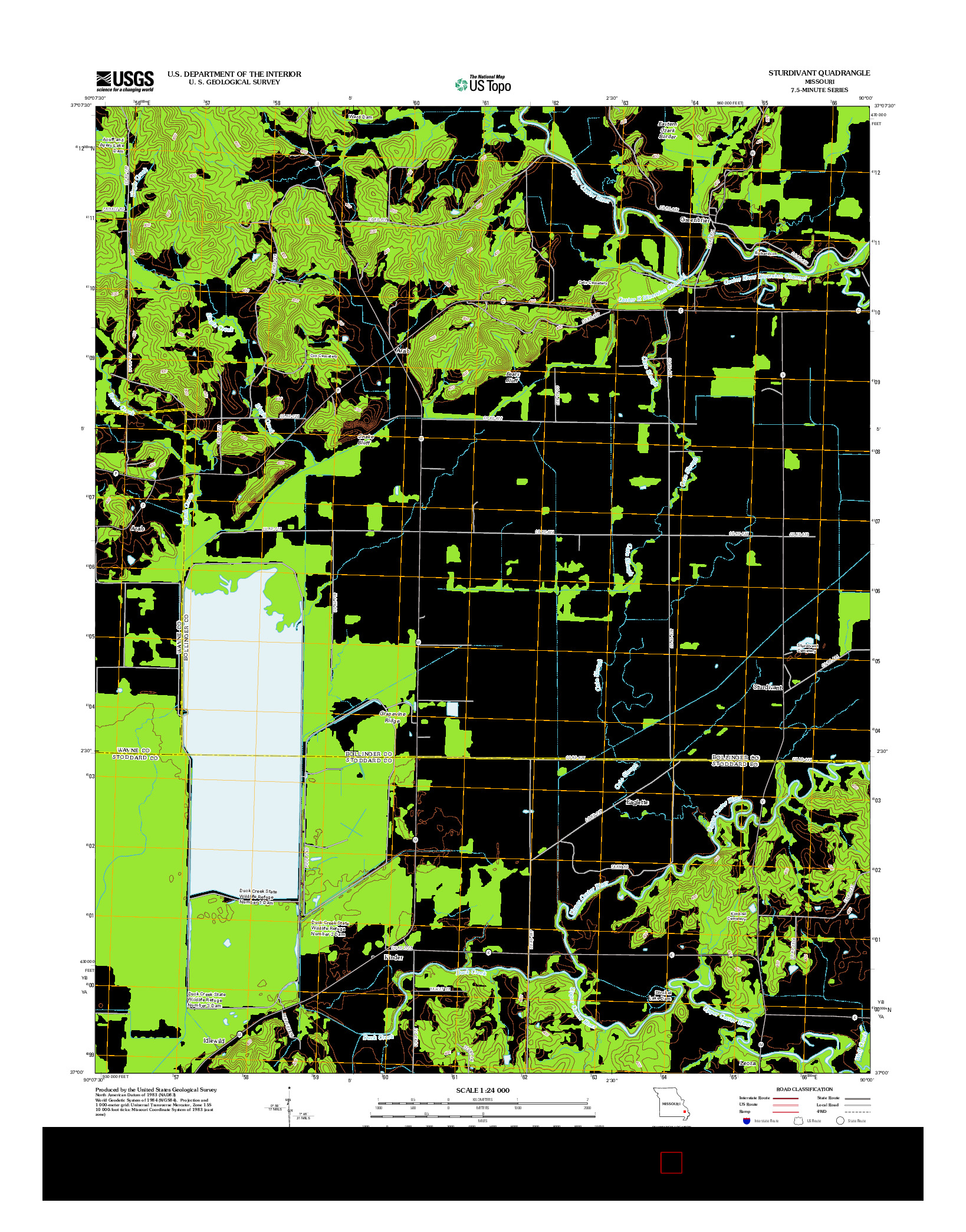 USGS US TOPO 7.5-MINUTE MAP FOR STURDIVANT, MO 2012