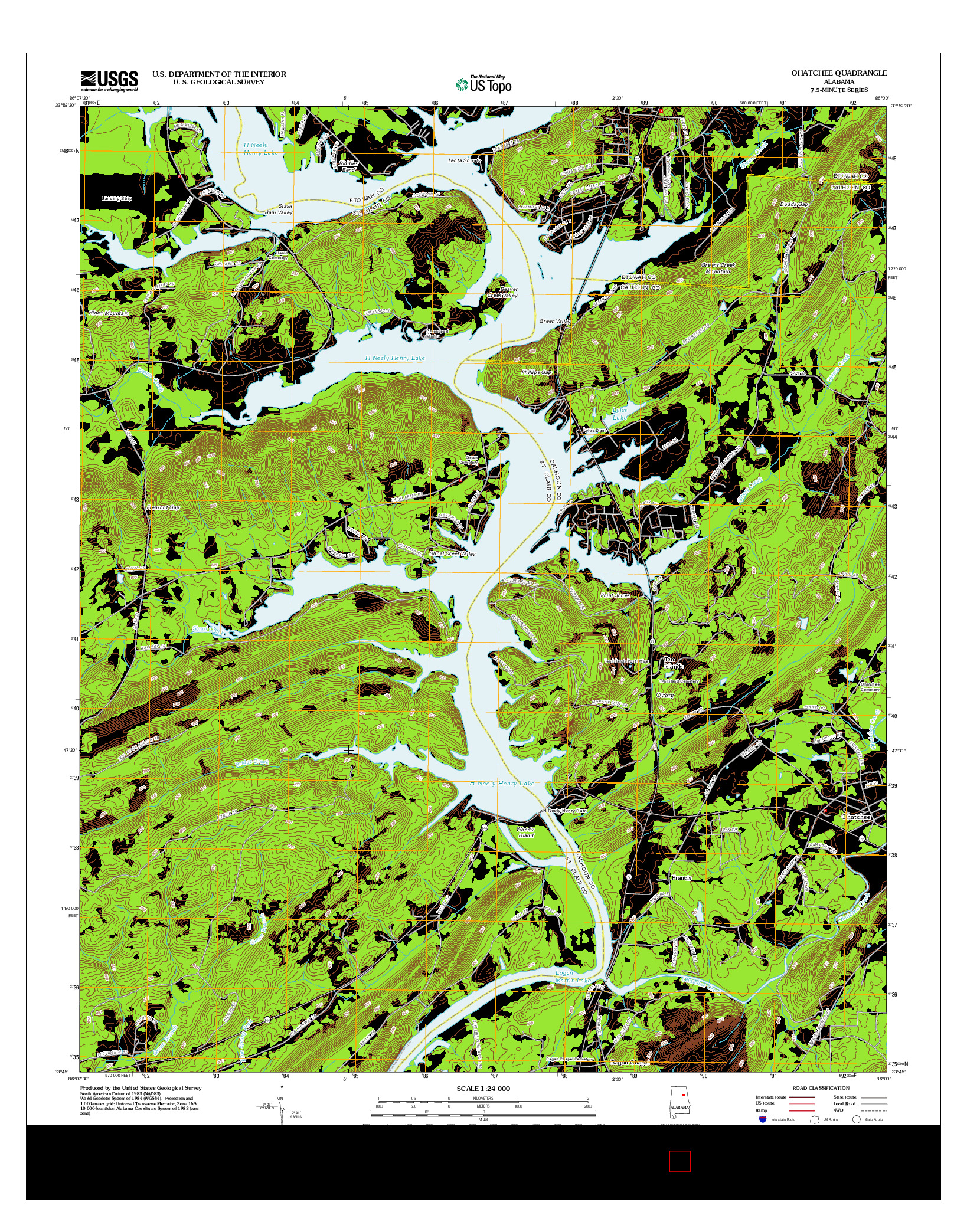 USGS US TOPO 7.5-MINUTE MAP FOR OHATCHEE, AL 2012