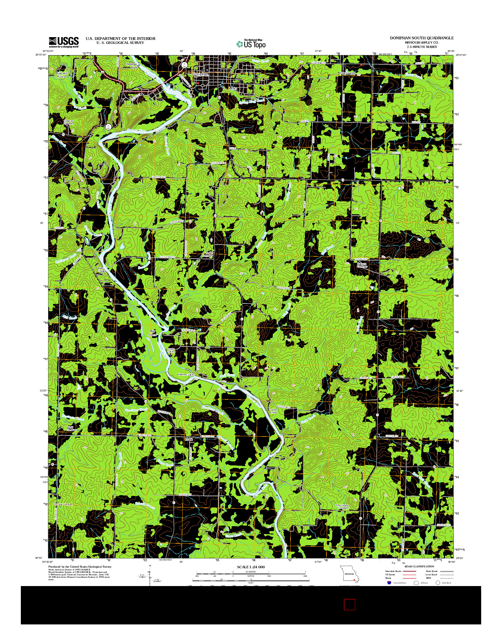 USGS US TOPO 7.5-MINUTE MAP FOR DONIPHAN SOUTH, MO 2012