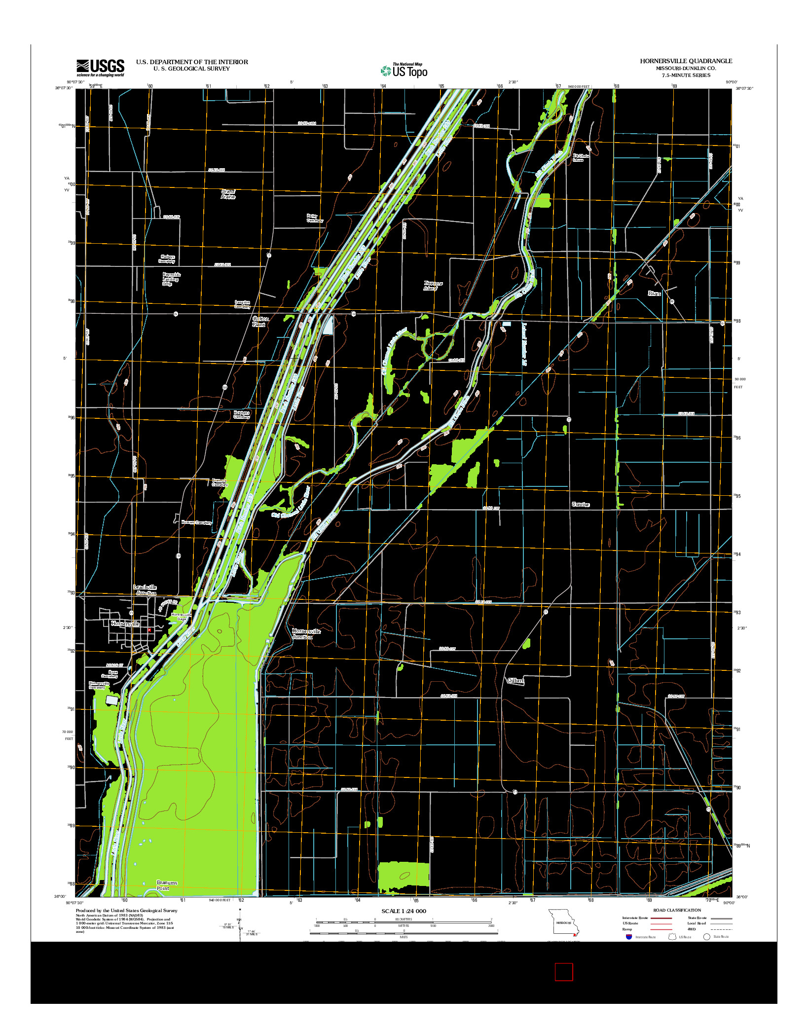 USGS US TOPO 7.5-MINUTE MAP FOR HORNERSVILLE, MO 2012