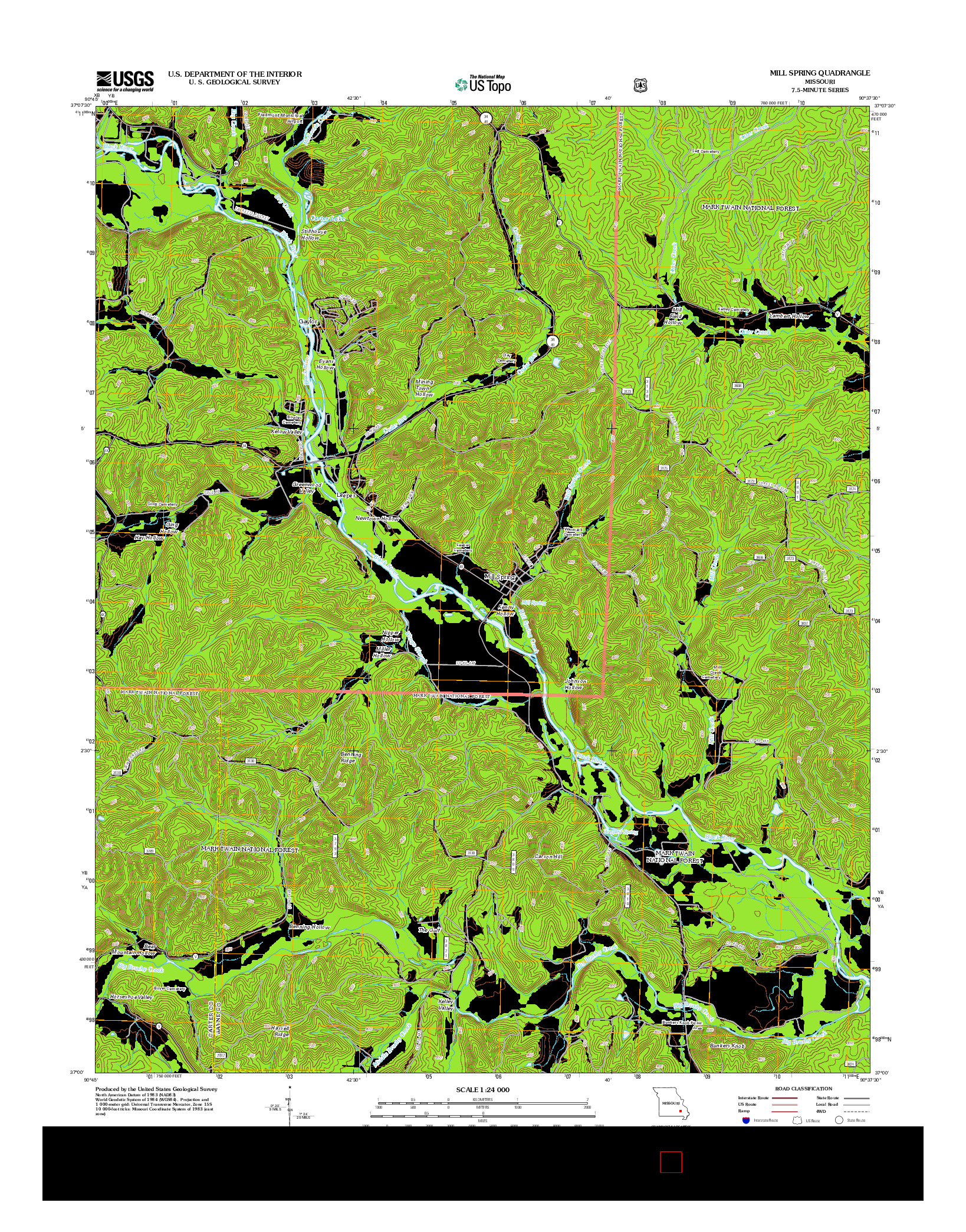USGS US TOPO 7.5-MINUTE MAP FOR MILL SPRING, MO 2012