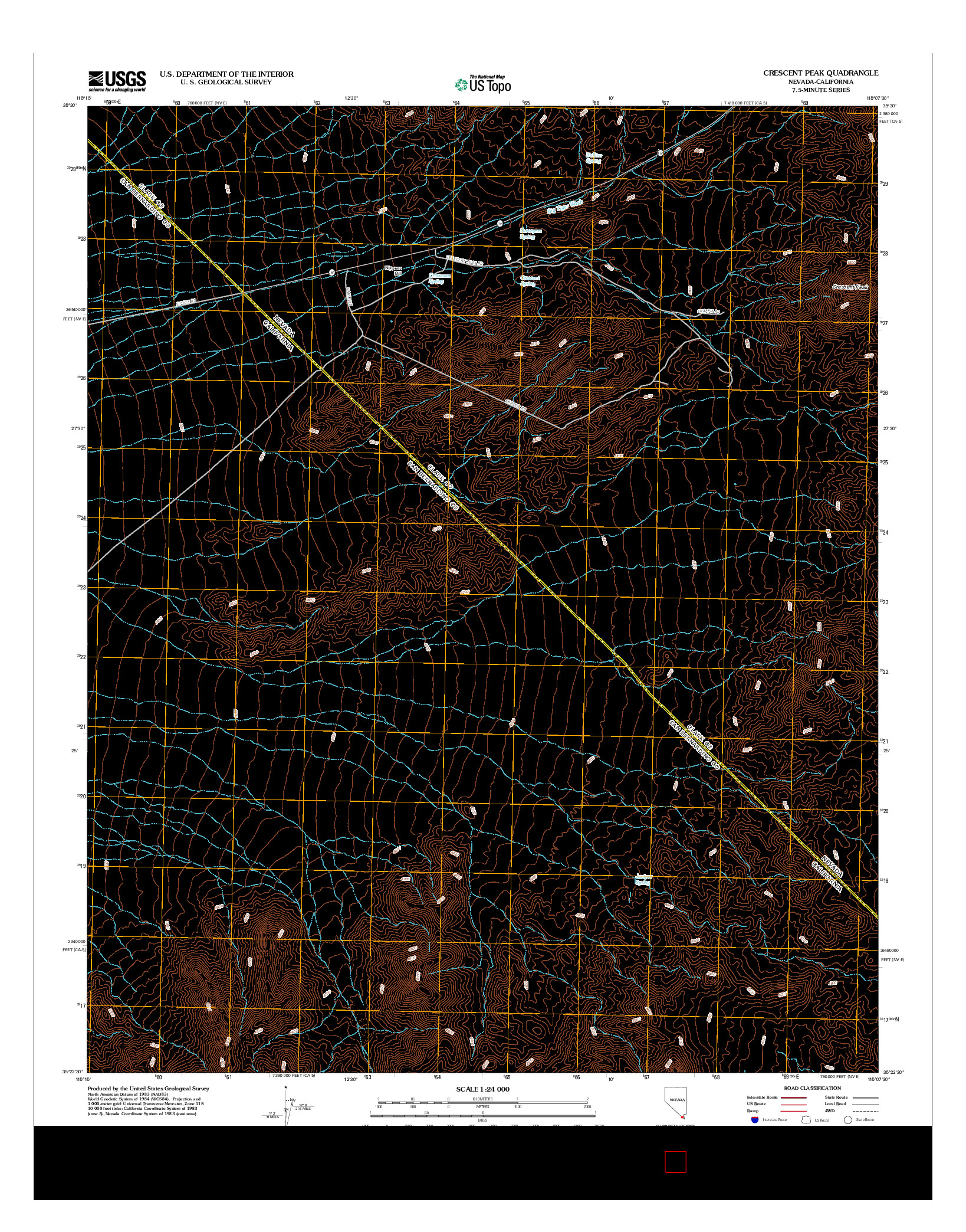 USGS US TOPO 7.5-MINUTE MAP FOR CRESCENT PEAK, NV-CA 2012