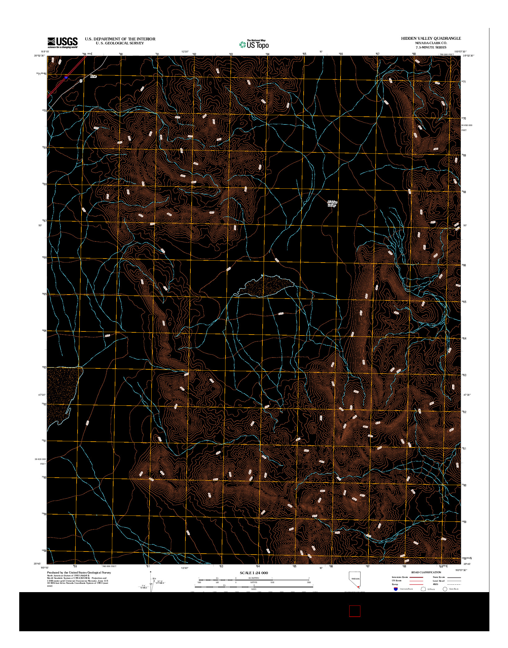 USGS US TOPO 7.5-MINUTE MAP FOR HIDDEN VALLEY, NV 2012