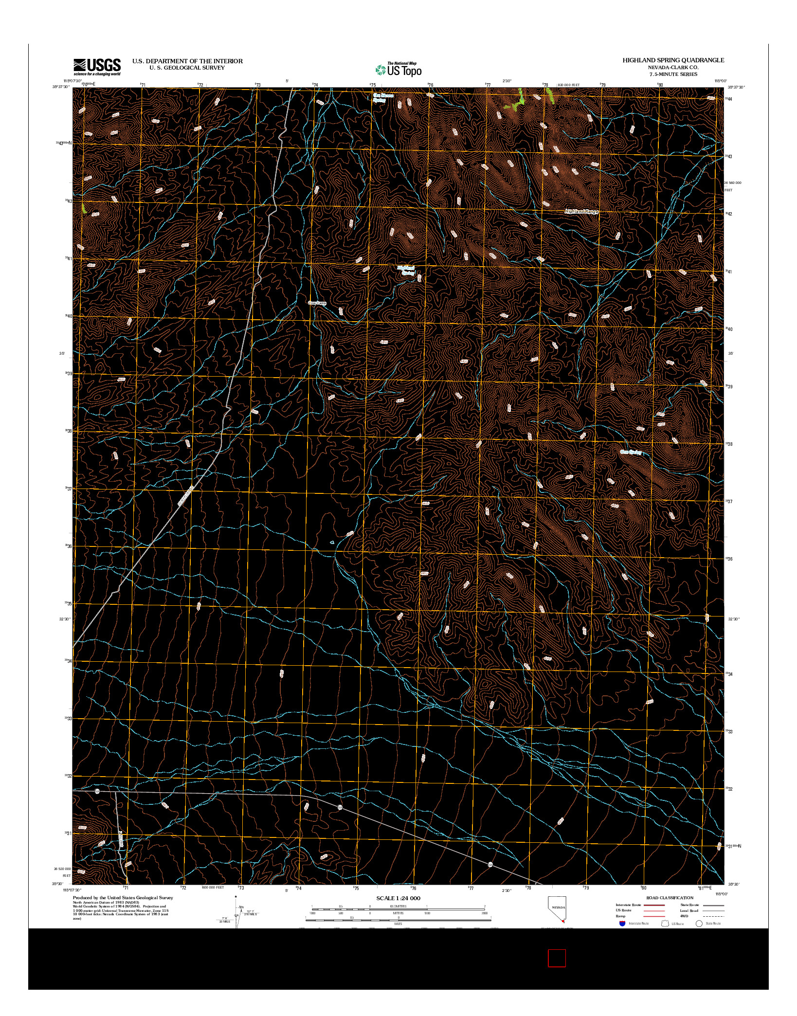 USGS US TOPO 7.5-MINUTE MAP FOR HIGHLAND SPRING, NV 2012