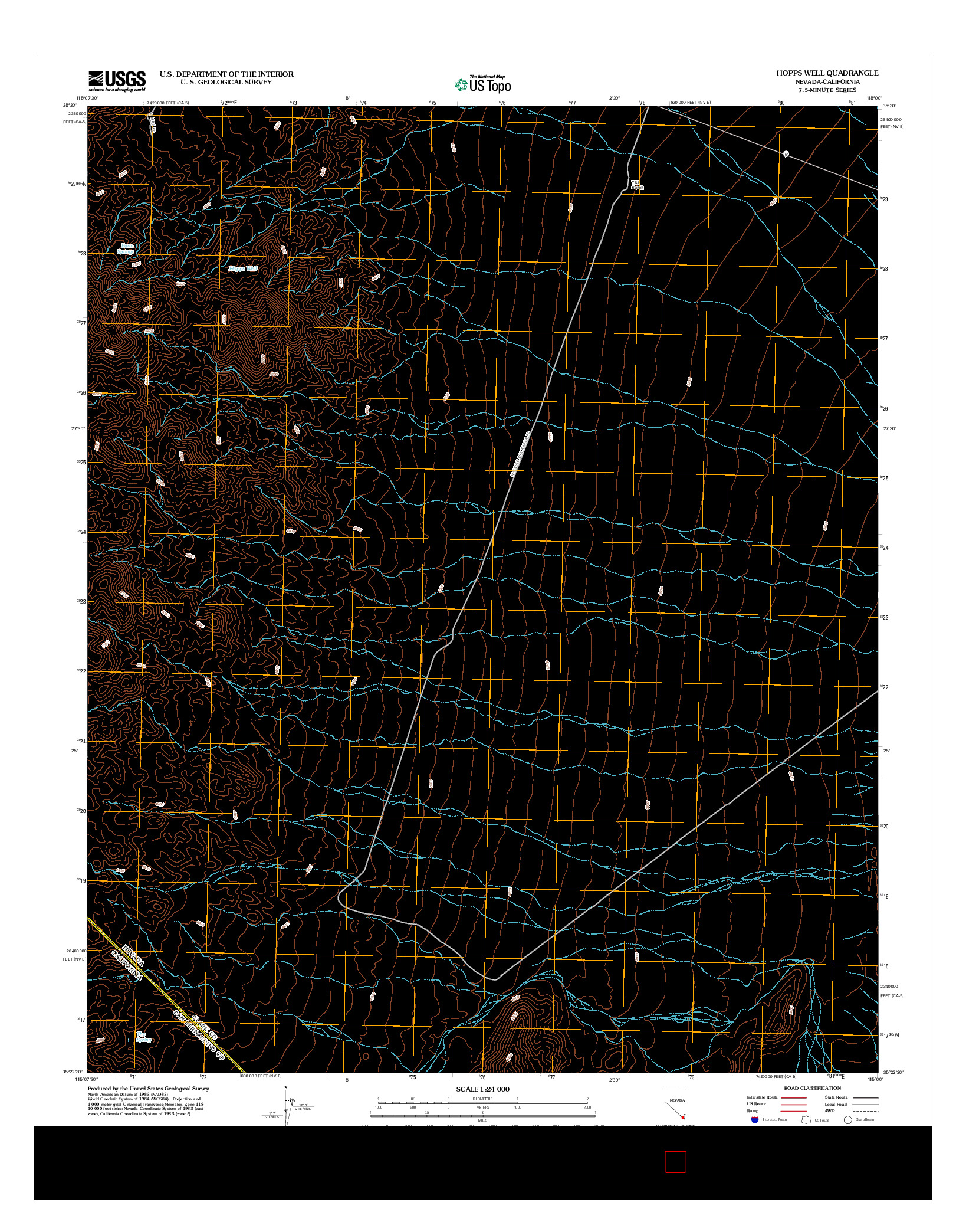 USGS US TOPO 7.5-MINUTE MAP FOR HOPPS WELL, NV-CA 2012