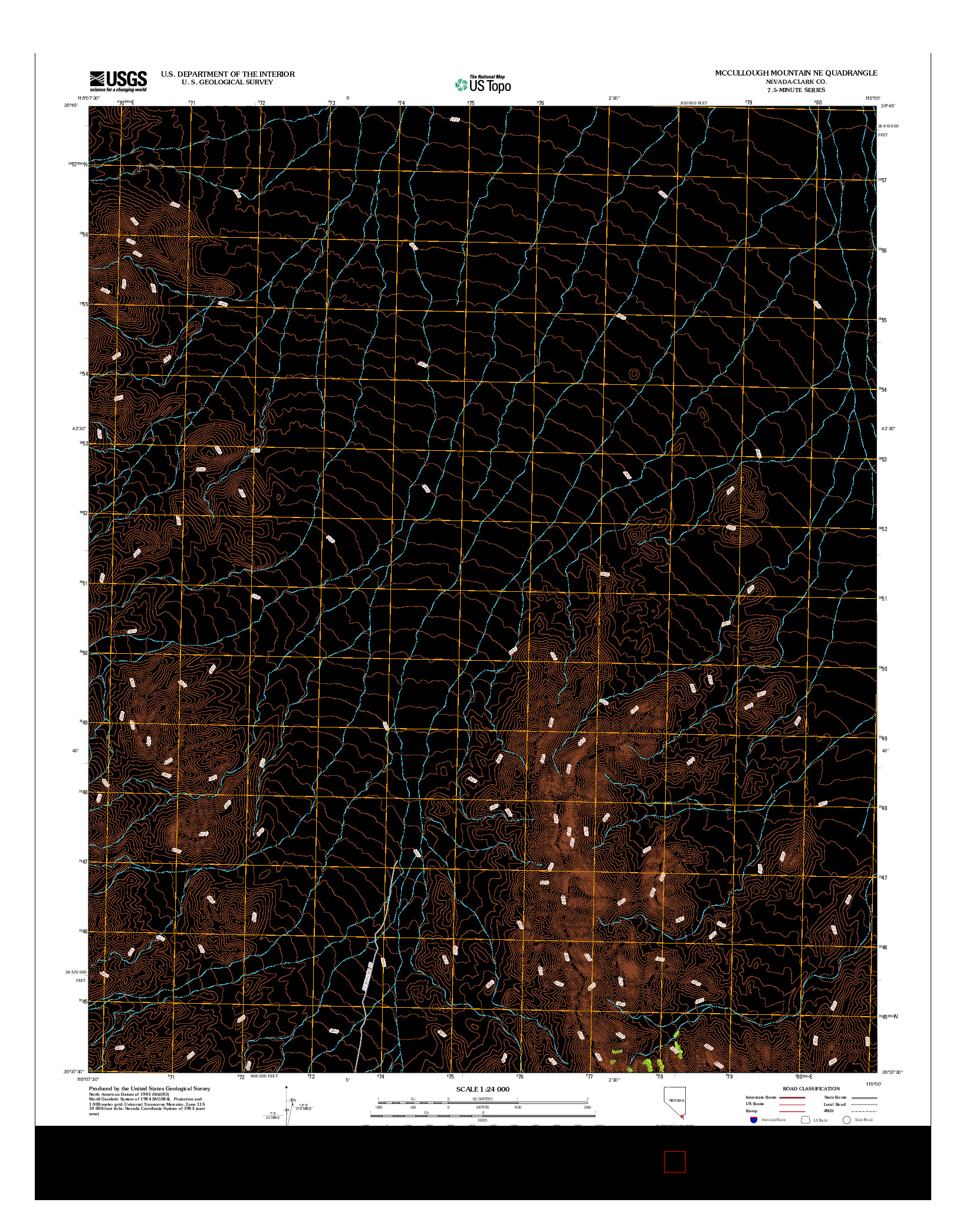 USGS US TOPO 7.5-MINUTE MAP FOR MCCULLOUGH MOUNTAIN NE, NV 2012