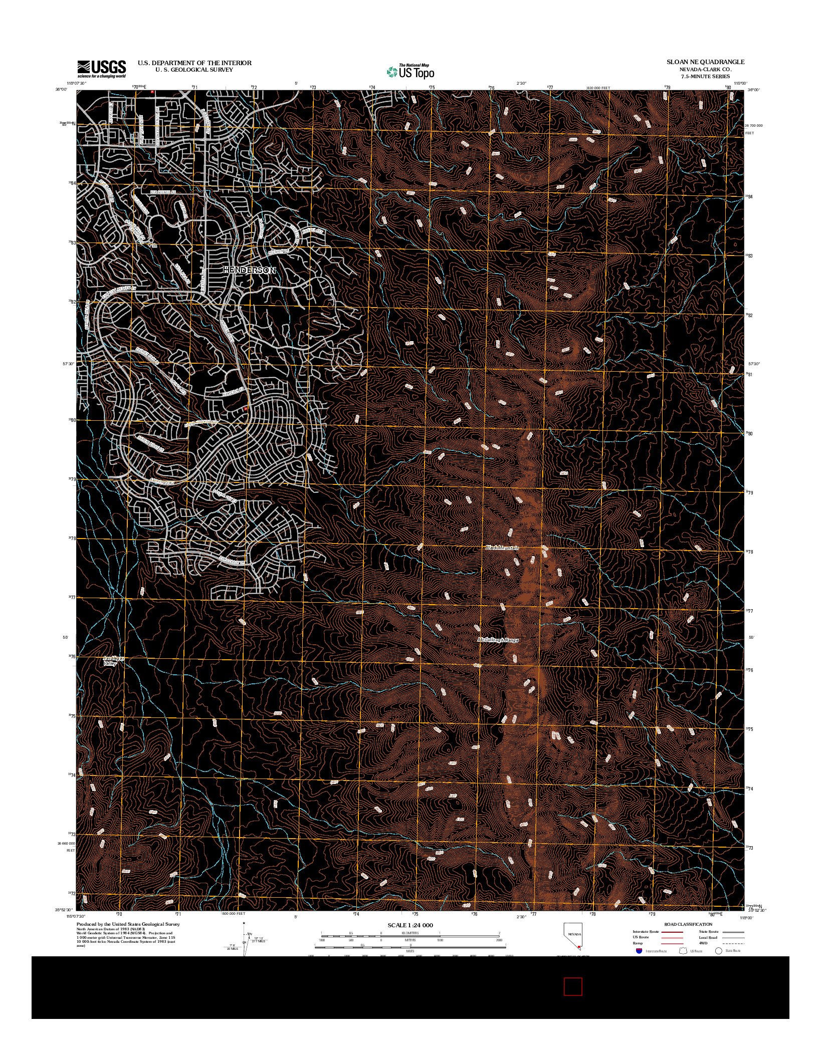 USGS US TOPO 7.5-MINUTE MAP FOR SLOAN NE, NV 2012