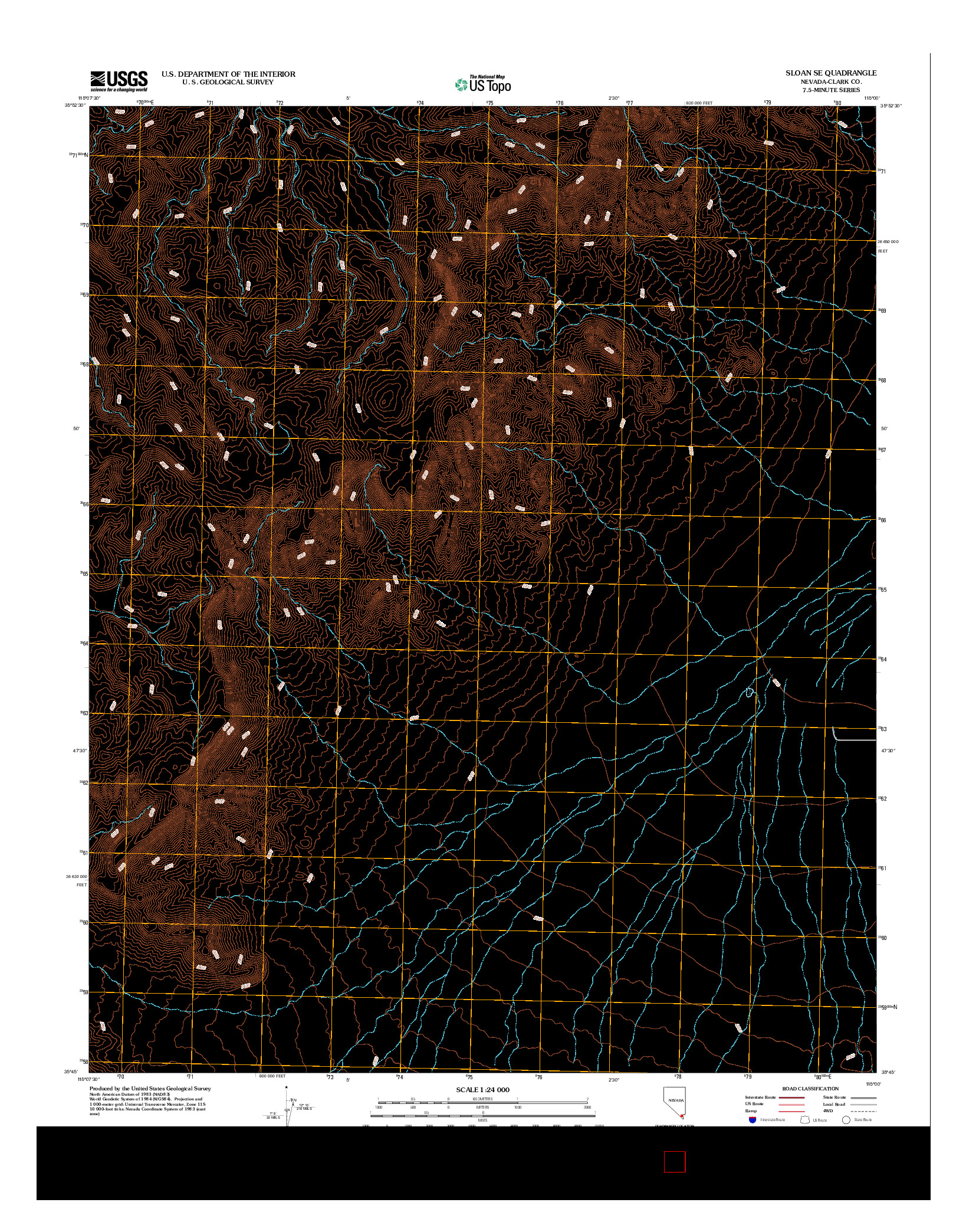 USGS US TOPO 7.5-MINUTE MAP FOR SLOAN SE, NV 2012