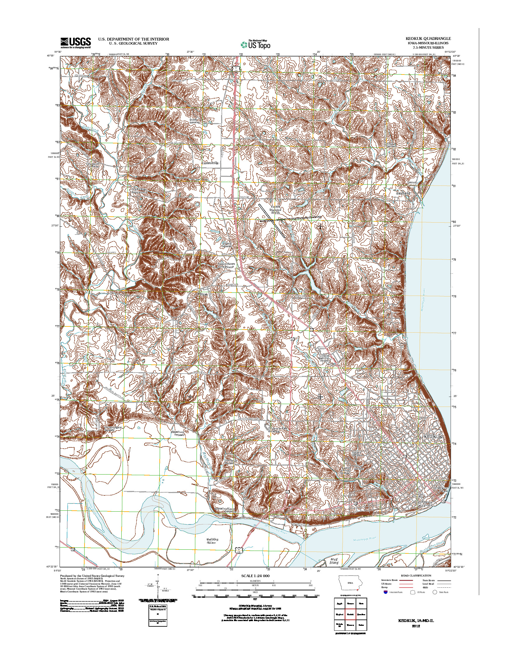 USGS US TOPO 7.5-MINUTE MAP FOR KEOKUK, IA-MO-IL 2012
