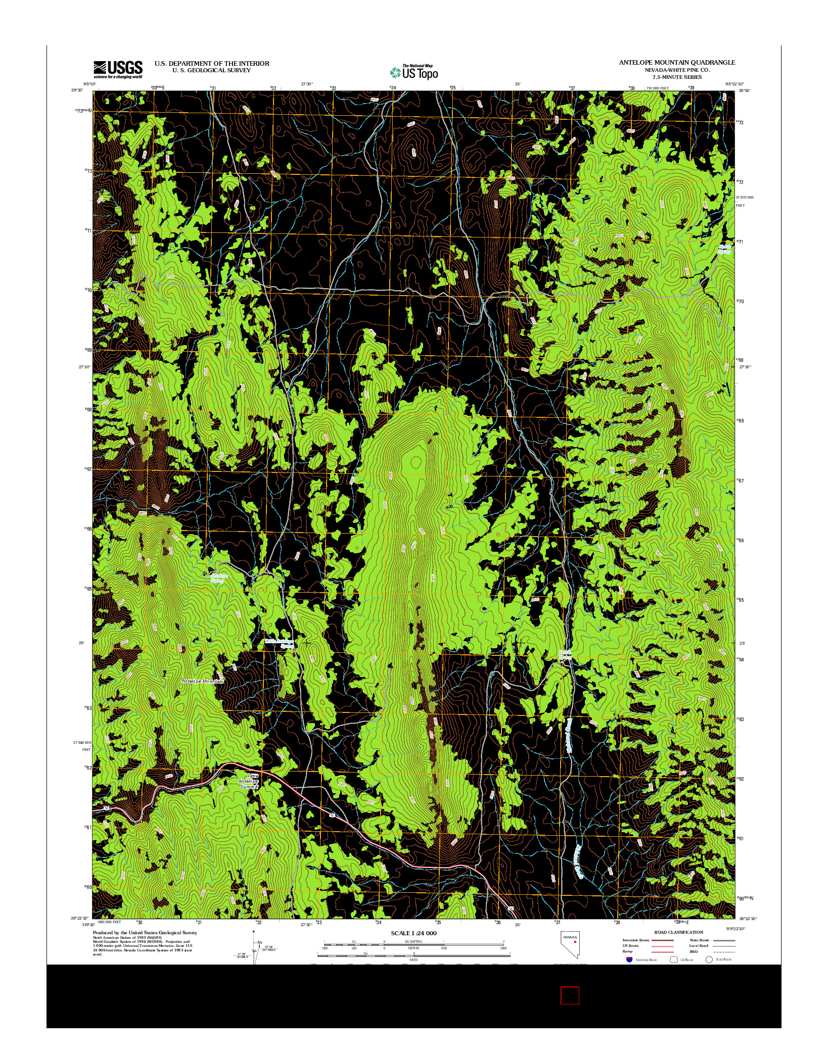 USGS US TOPO 7.5-MINUTE MAP FOR ANTELOPE MOUNTAIN, NV 2012