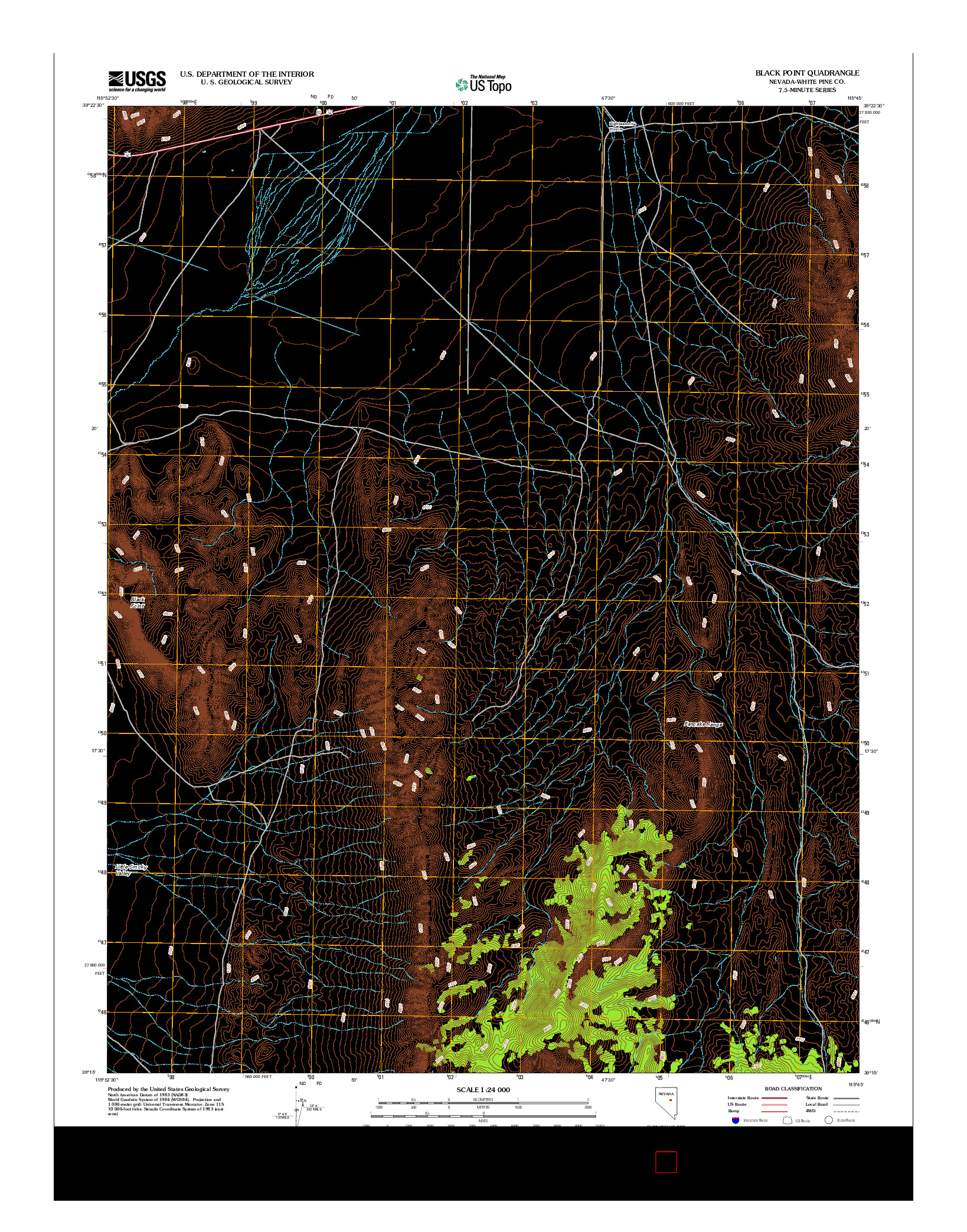 USGS US TOPO 7.5-MINUTE MAP FOR BLACK POINT, NV 2012