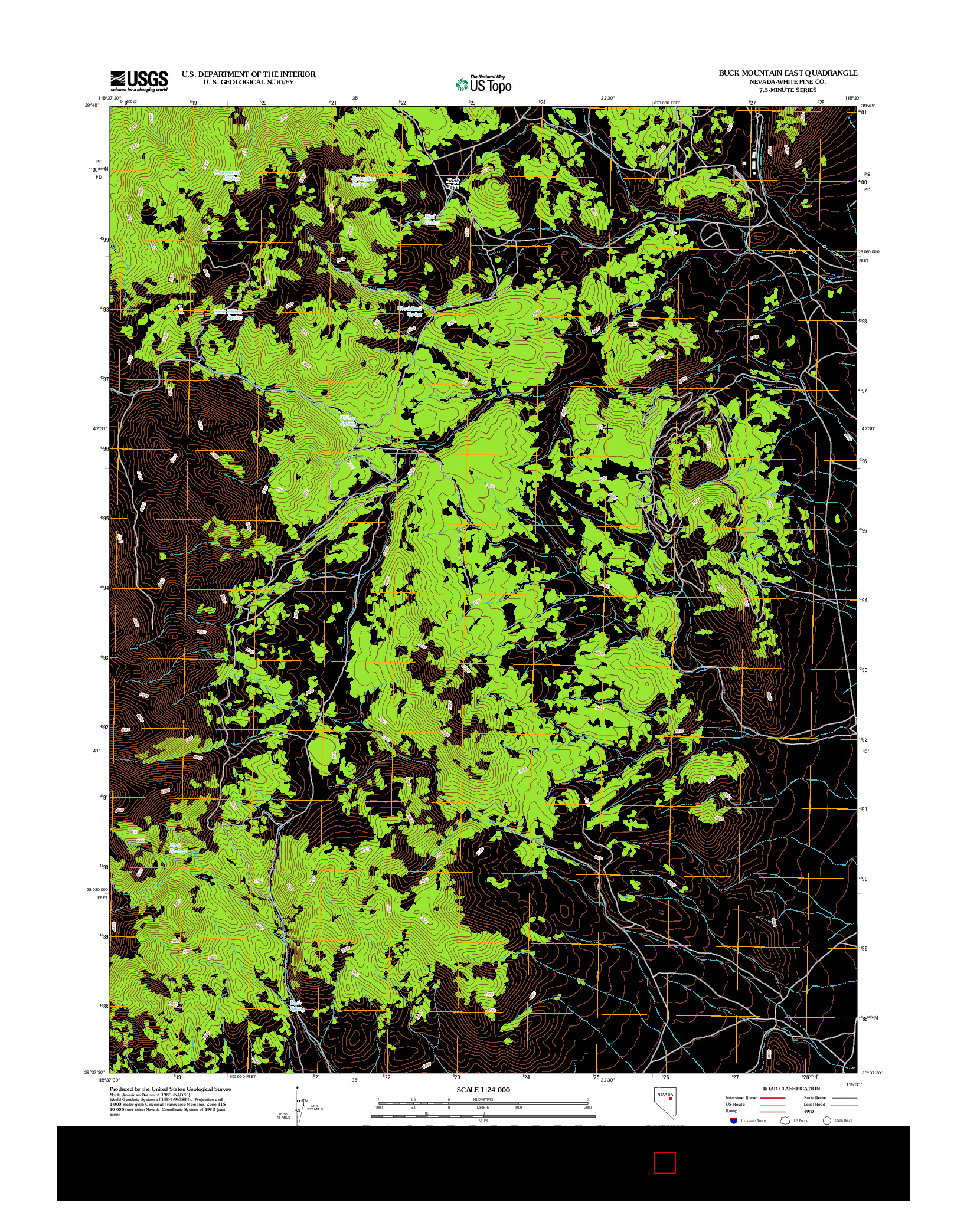 USGS US TOPO 7.5-MINUTE MAP FOR BUCK MOUNTAIN EAST, NV 2012