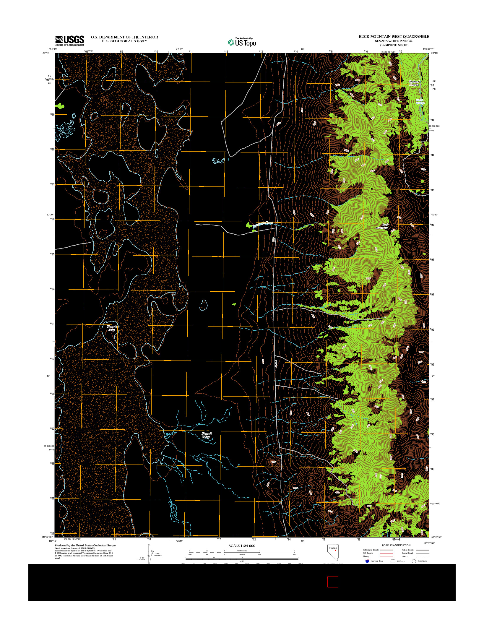 USGS US TOPO 7.5-MINUTE MAP FOR BUCK MOUNTAIN WEST, NV 2012