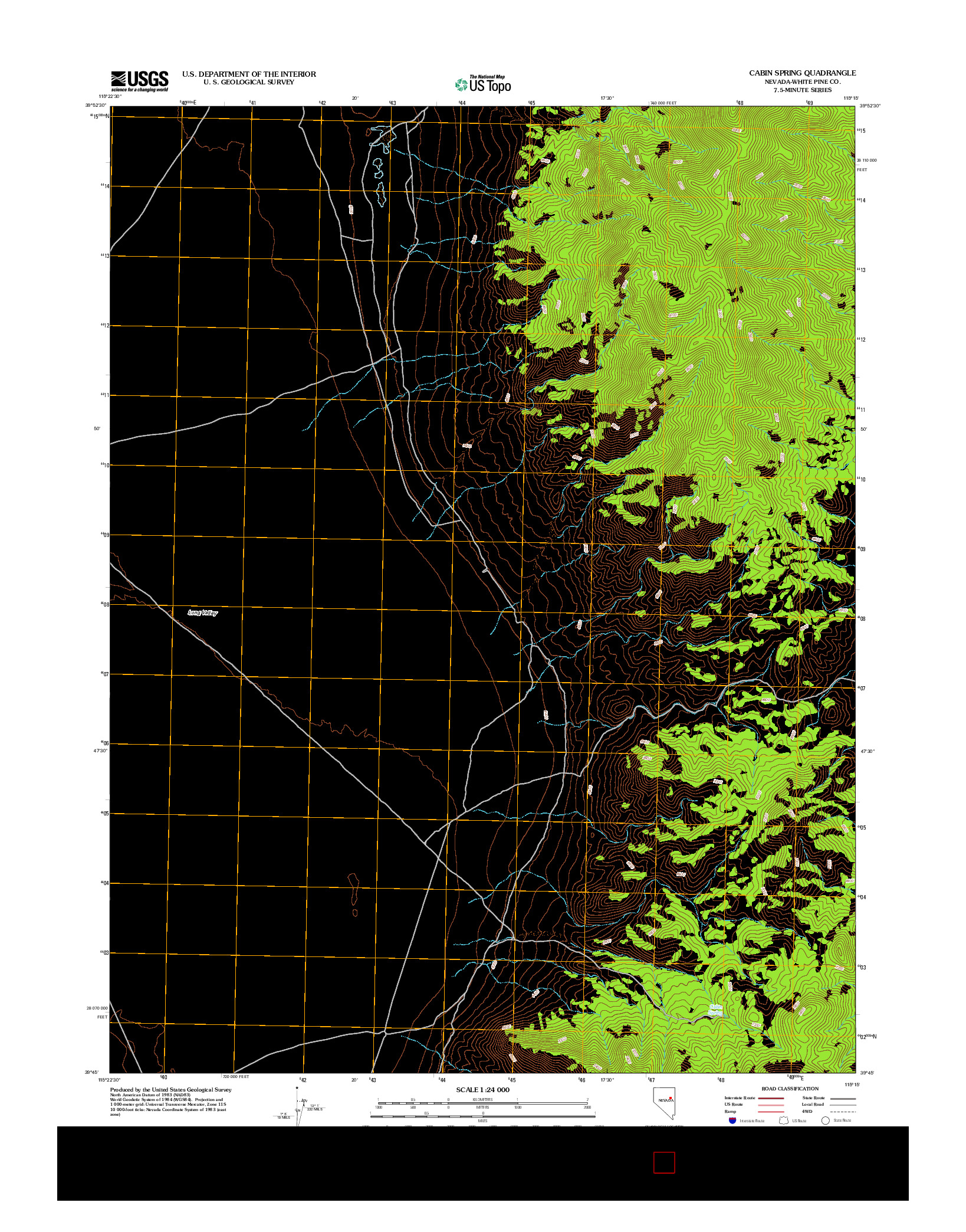 USGS US TOPO 7.5-MINUTE MAP FOR CABIN SPRING, NV 2012