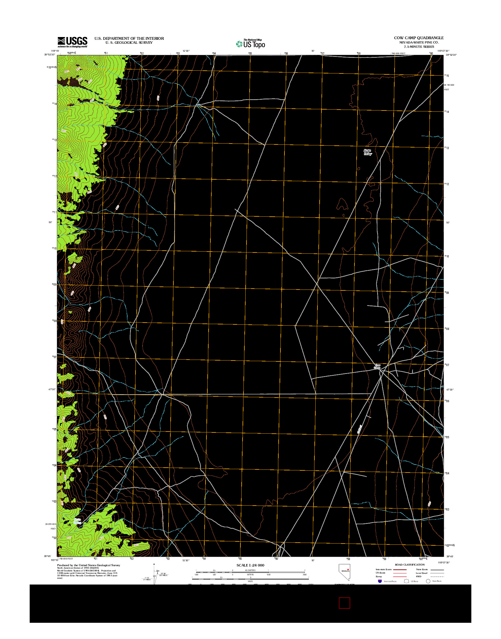 USGS US TOPO 7.5-MINUTE MAP FOR COW CAMP, NV 2012