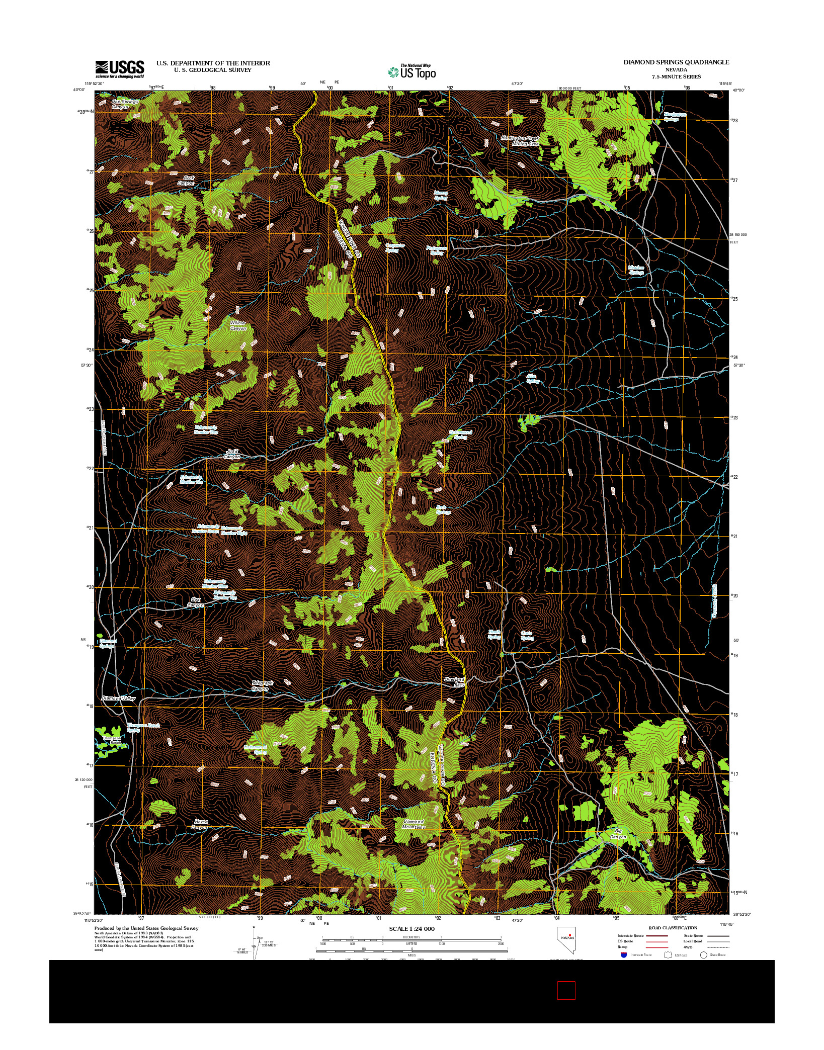 USGS US TOPO 7.5-MINUTE MAP FOR DIAMOND SPRINGS, NV 2012