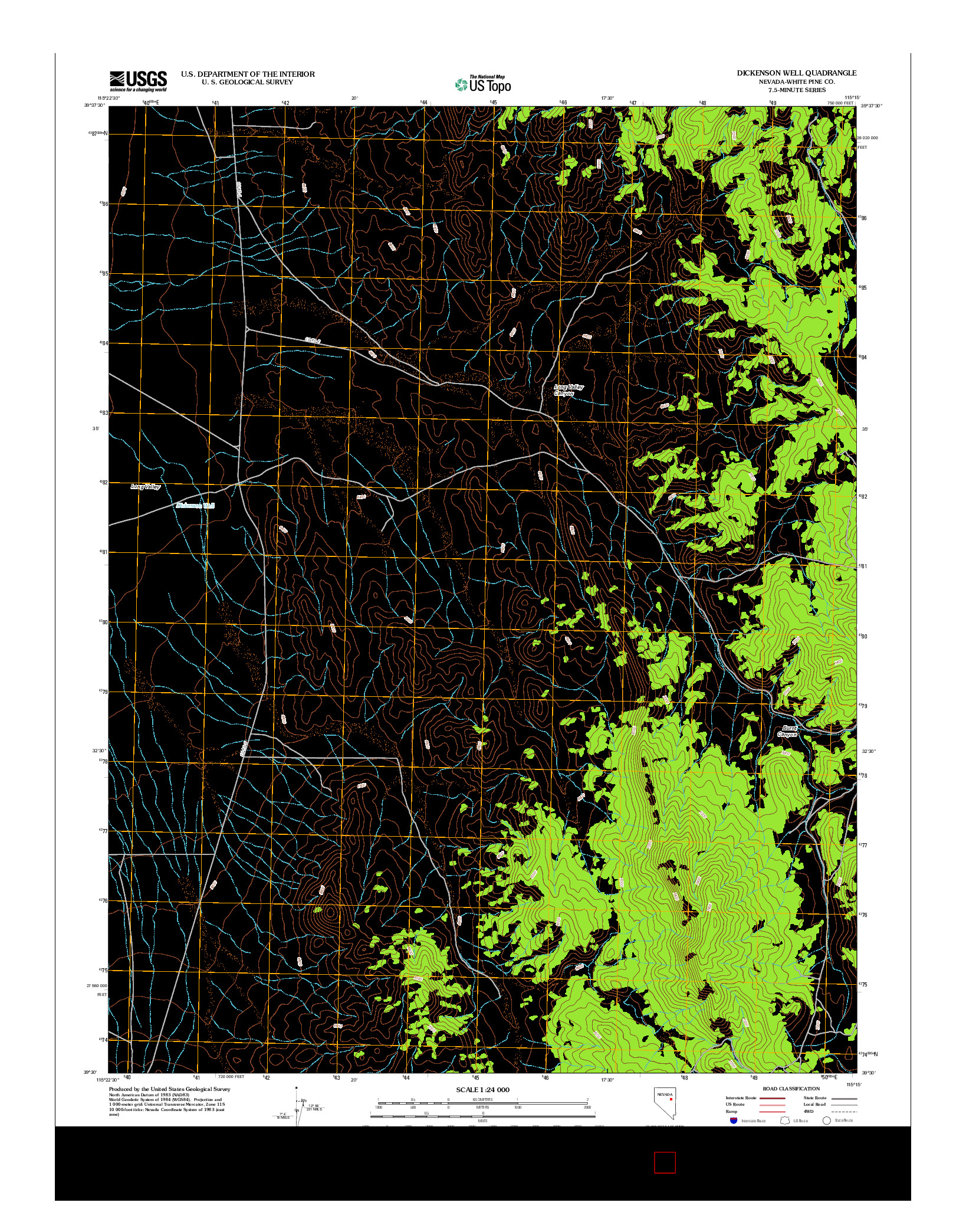 USGS US TOPO 7.5-MINUTE MAP FOR DICKENSON WELL, NV 2012