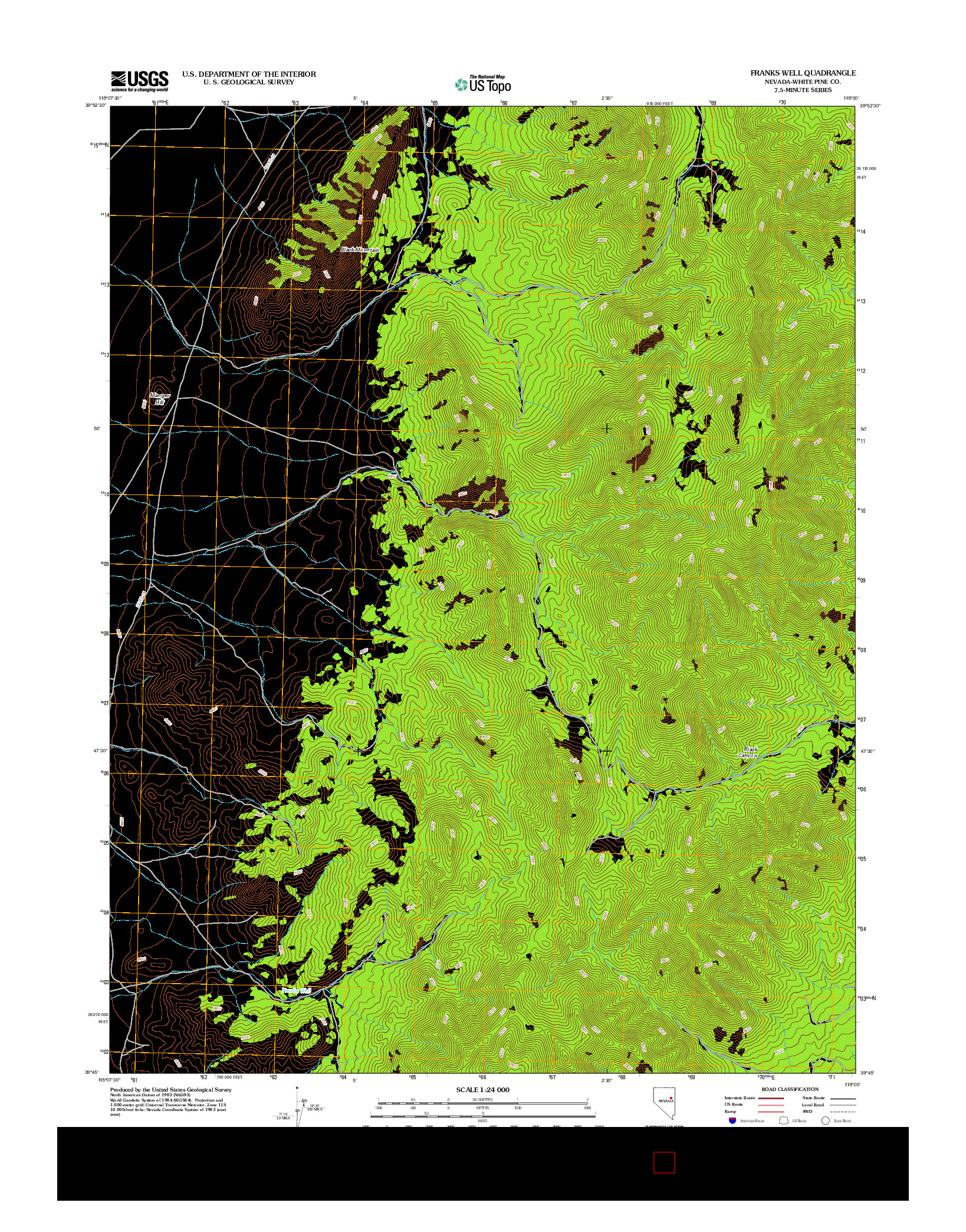 USGS US TOPO 7.5-MINUTE MAP FOR FRANKS WELL, NV 2012