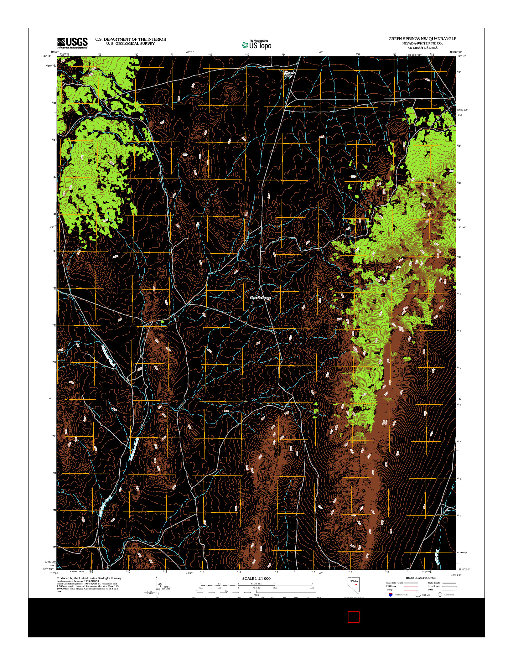 USGS US TOPO 7.5-MINUTE MAP FOR GREEN SPRINGS NW, NV 2012