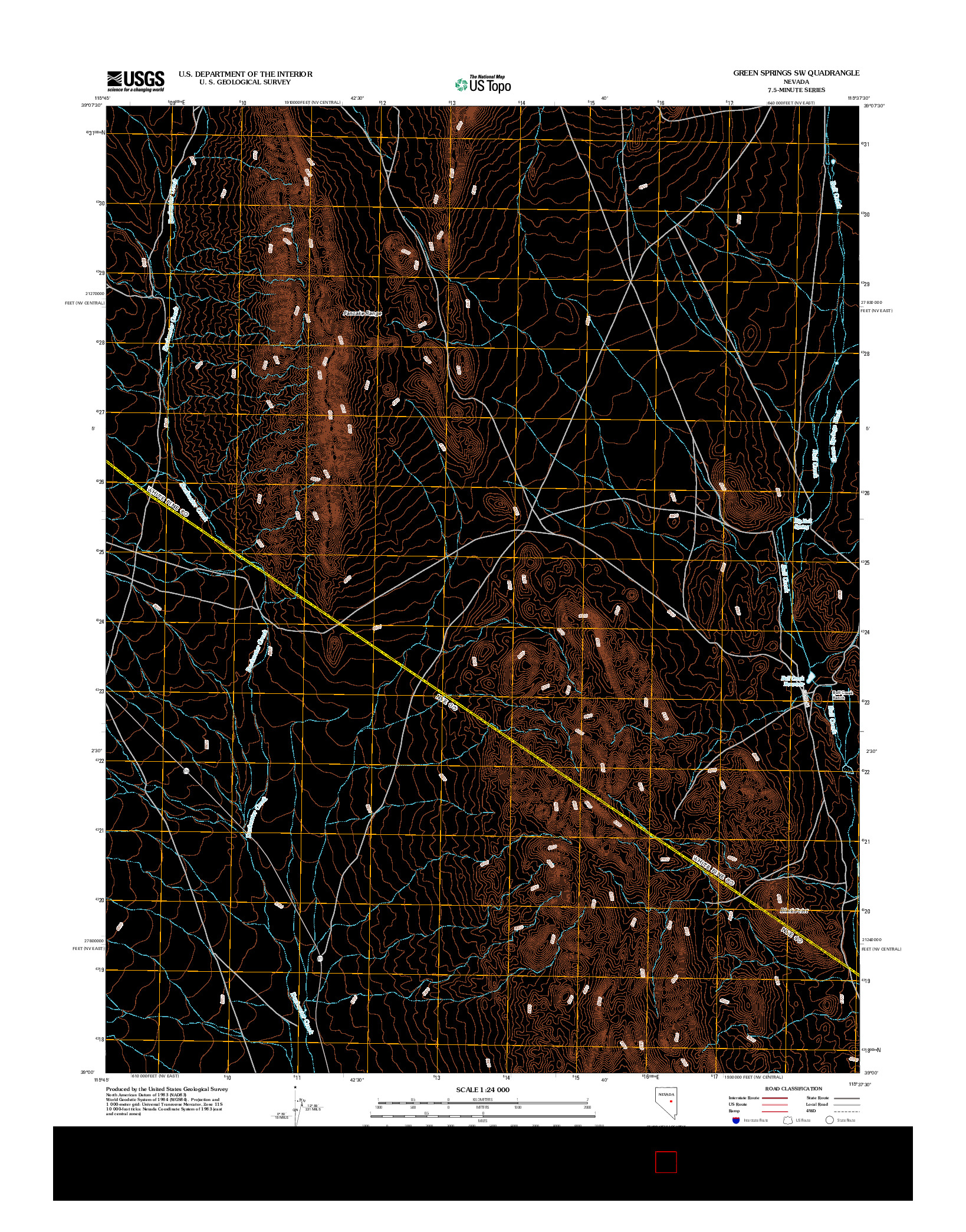 USGS US TOPO 7.5-MINUTE MAP FOR GREEN SPRINGS SW, NV 2012